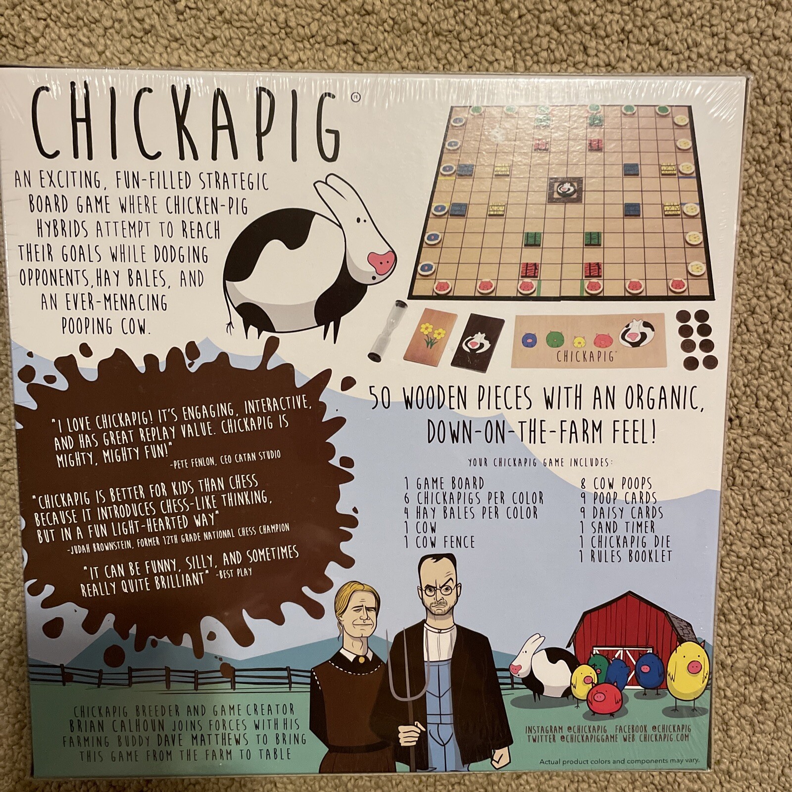 Chickapig Board Game Family Fun Ages 8+ 2-4 Players Kids Kid Funny Pooping Cow