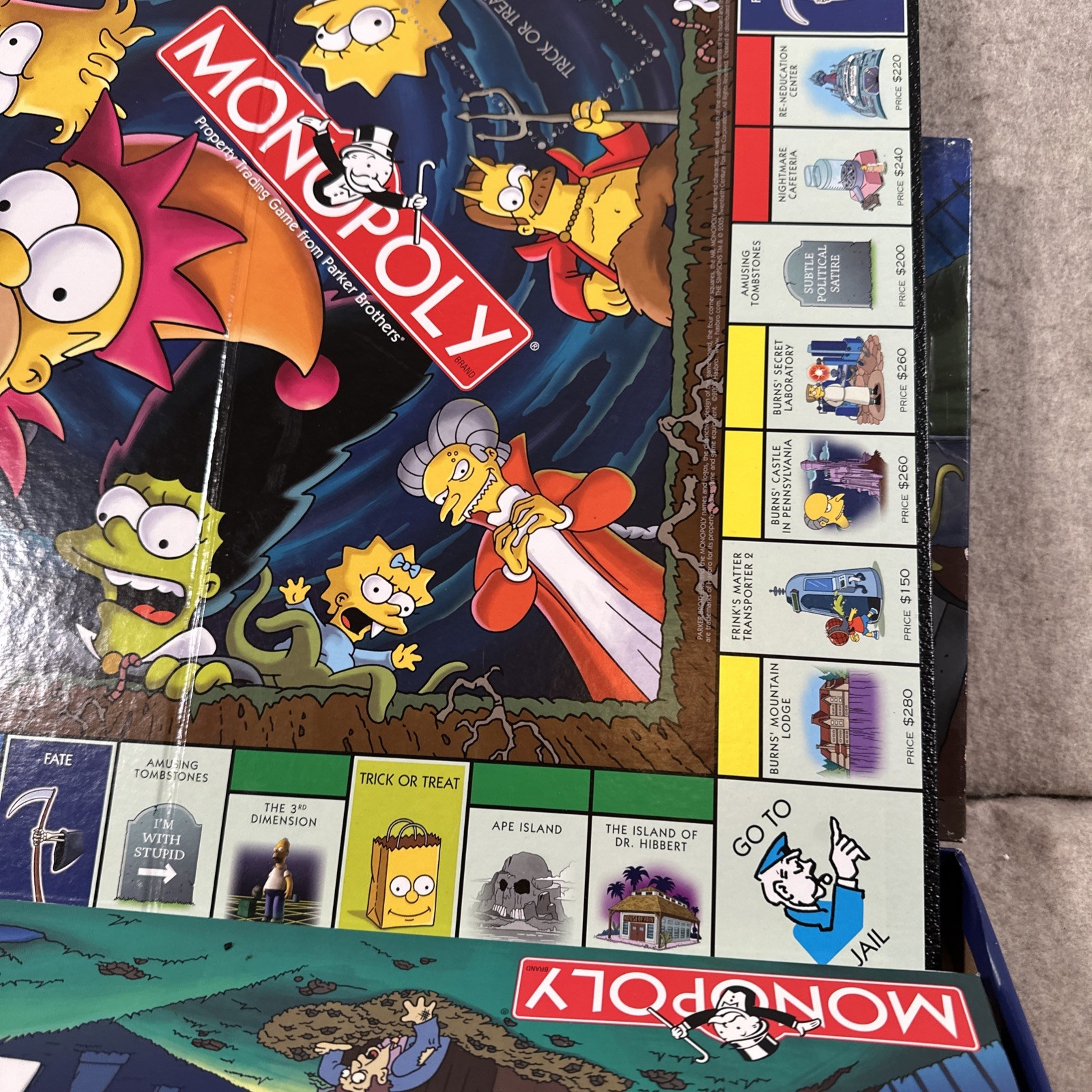 THE SIMPSONS TREE HOUSE HORROR Monopoly GLOW-IN-THE-DARK Board Game Incomplete