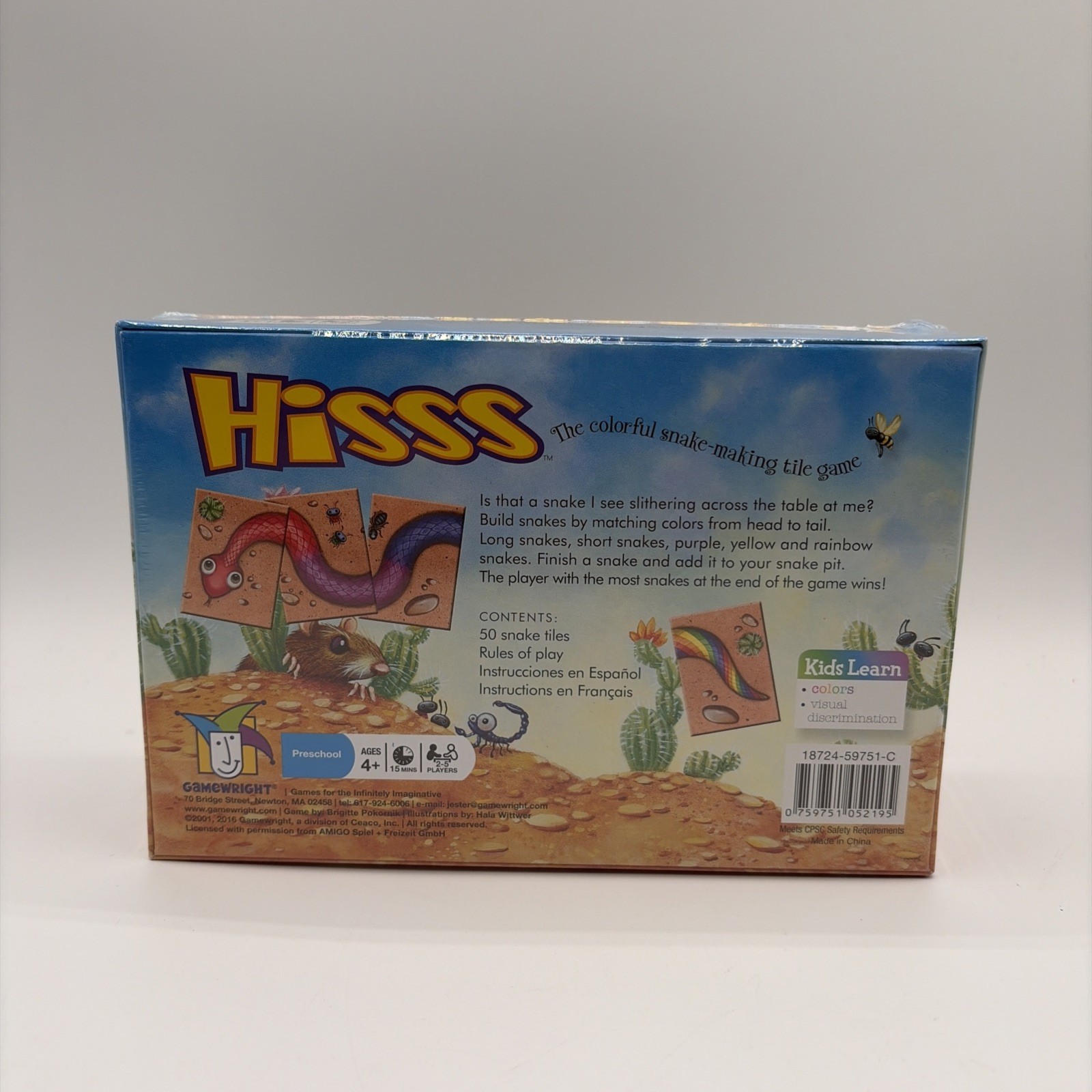 New. HISSS The Colorful Snake Making Tile Matching Game Gamewright. New. Sealed.