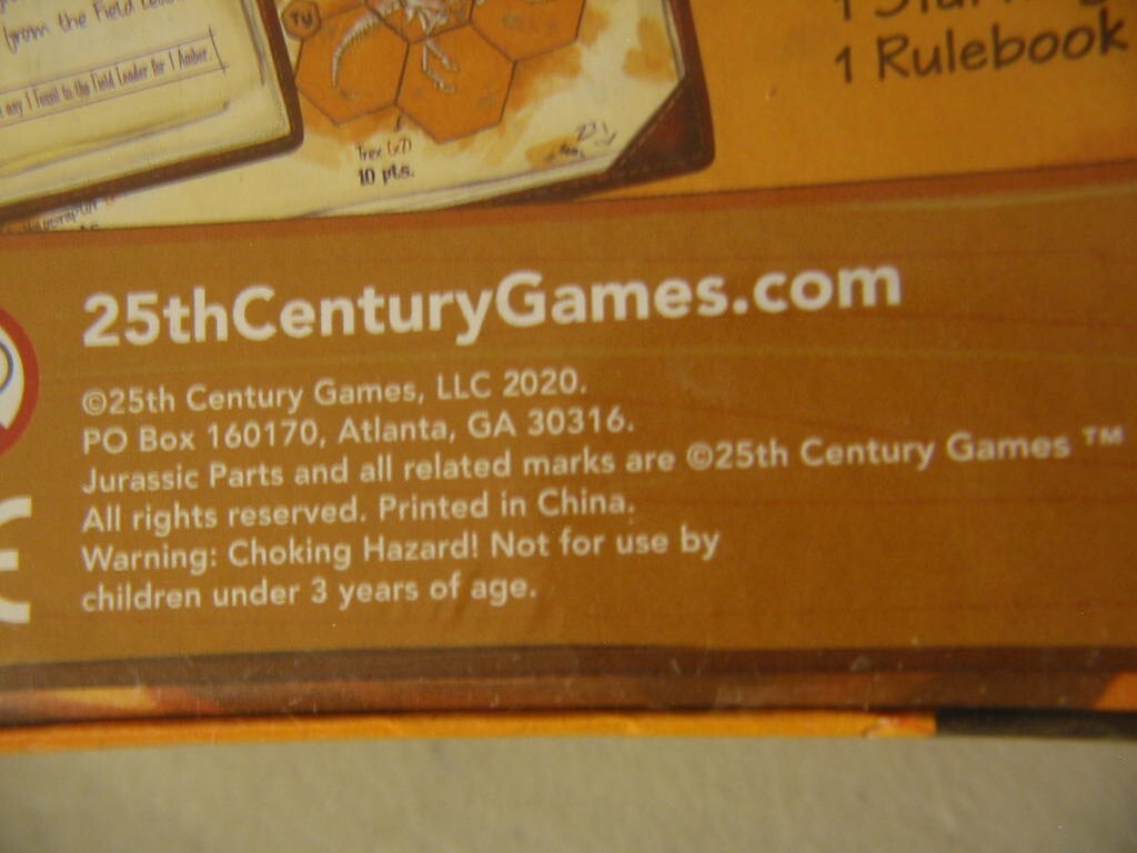 Jurassic Parts Board Game 25th Century Games 2-5 Players New Factory Sealed See