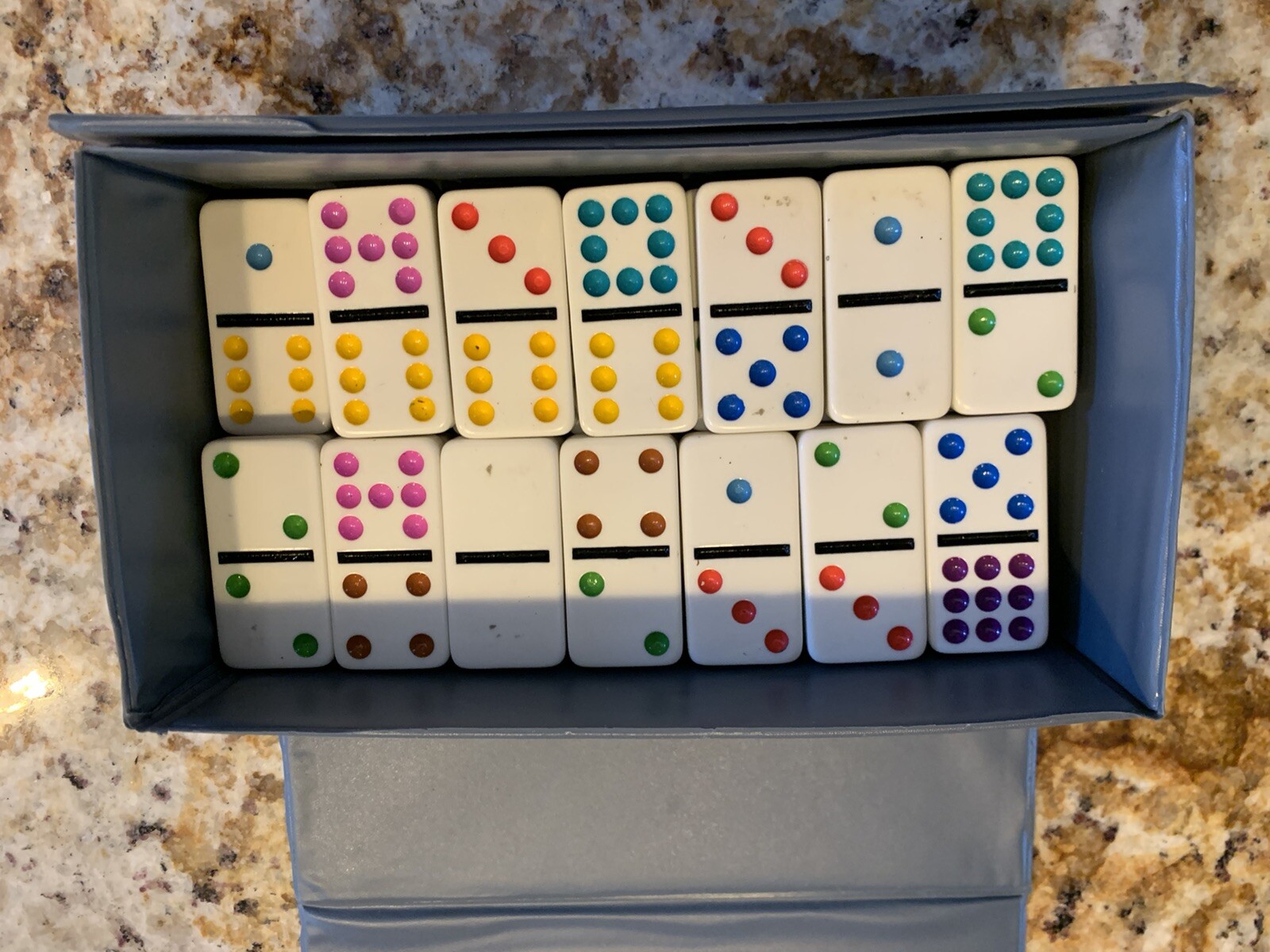 Double Nine Domino Set Color Dot ’92 Pavilion 55 Pc Gray Vinyl Case instructions