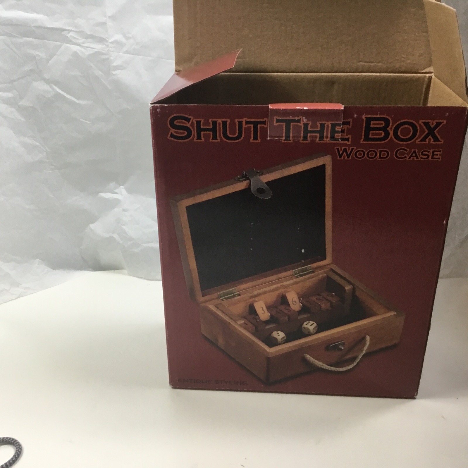 Game Shut The Box Wooden Case Dice Directions New In Box. 8x6x3 Inches Brown