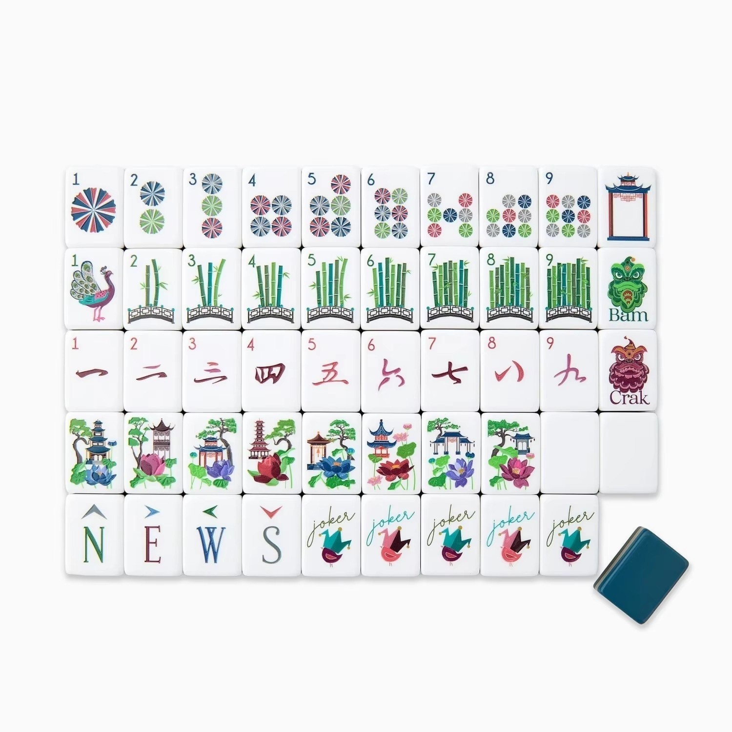 American Mahjong Game Set,160 Deep Blue Layered Mah Jong Tiles FedEx Delivery