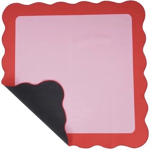 ® CONNFEASTT Scalloped Mahjong Table Mat Neoprene Pink & Red Colorful Aesthetic