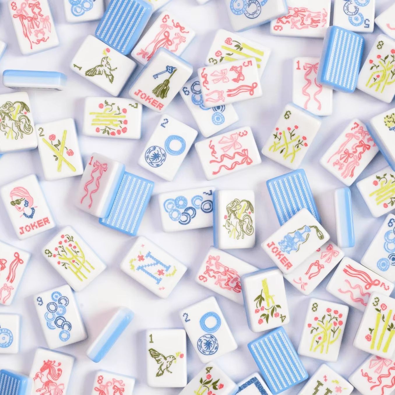 American Mahjong Game Set blue stripes Mah Jong 160 Tiles