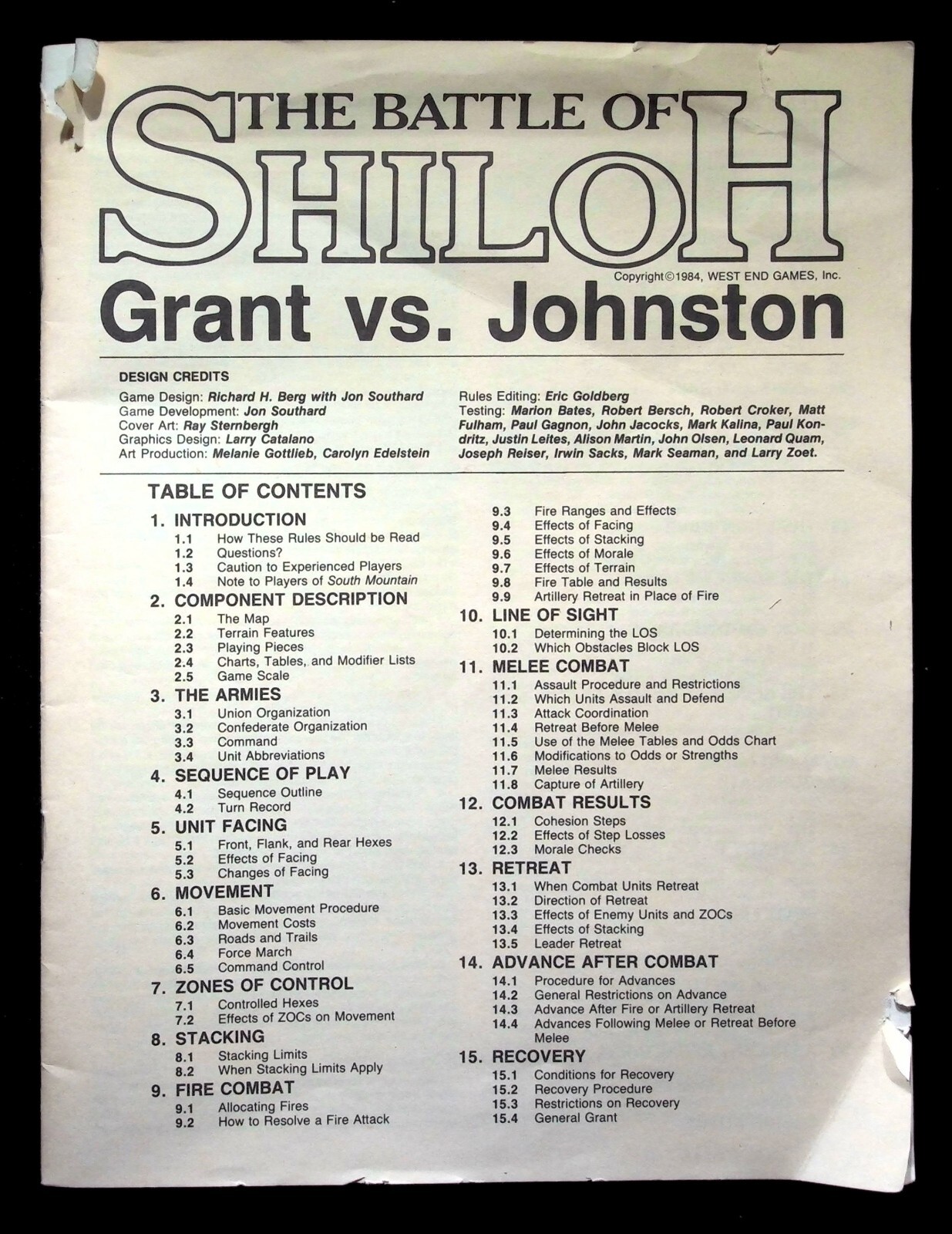 THE BATTLE OF SHILOH::West End Games::©1984::Unpunched::Open Box