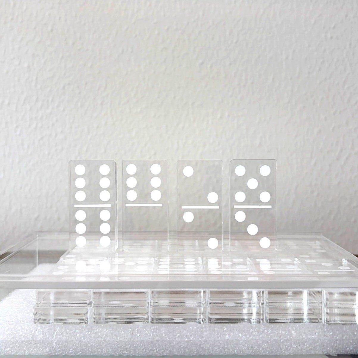 Clear Acrylic Dominoes Game Set in Case 4×7 by Sagebrook Home NEW