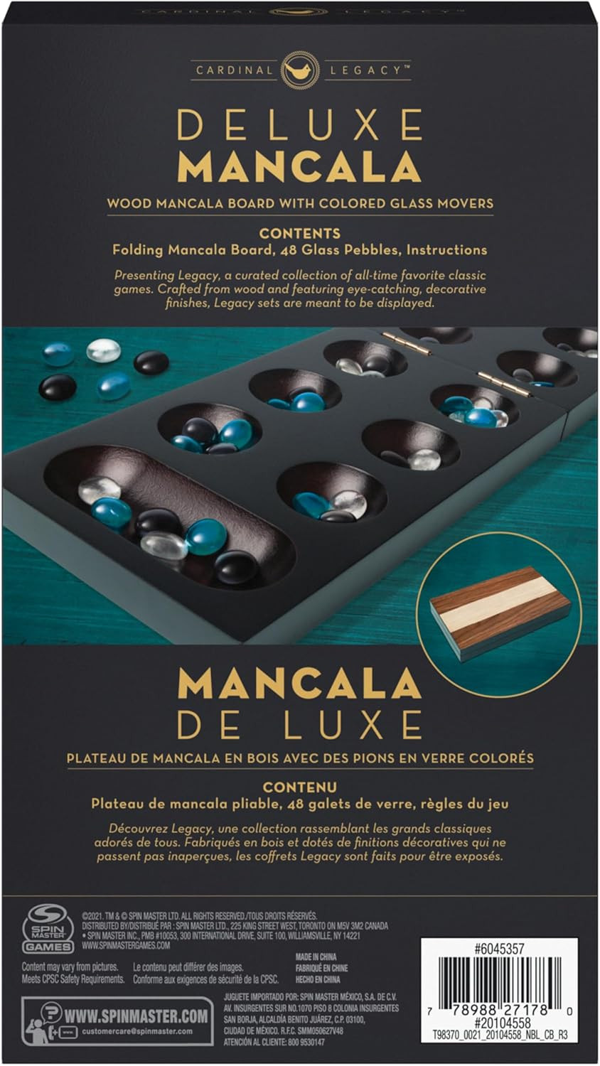 Spin Master Games, Legacy Deluxe Mancala, Classic Game with Folding Wooden Board