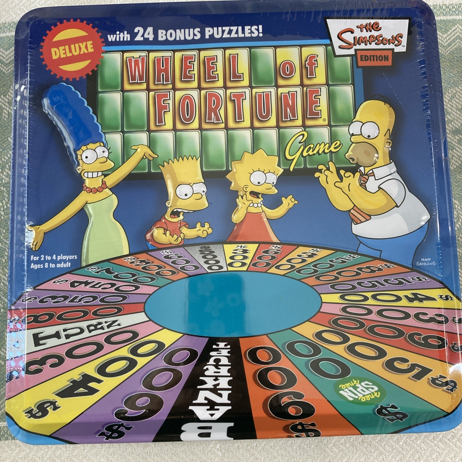 The Simpsons Wheel of Fortune Deluxe Board Game Collector’s Tin NEW Sealed
