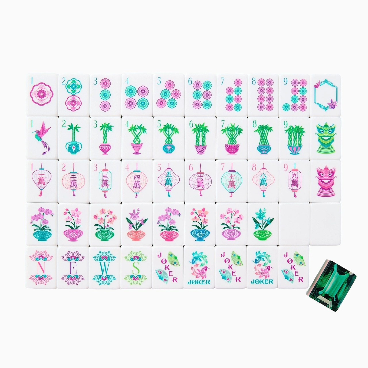 160Pcs 4-Layer Acrylic Green Diamond Engraved American Mahjong Set fast ship