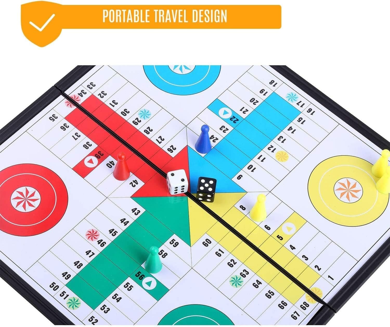 Magnetic Ludo Traditional Board Brain Game 9.7 X 9.7 in Travel Size Family Time