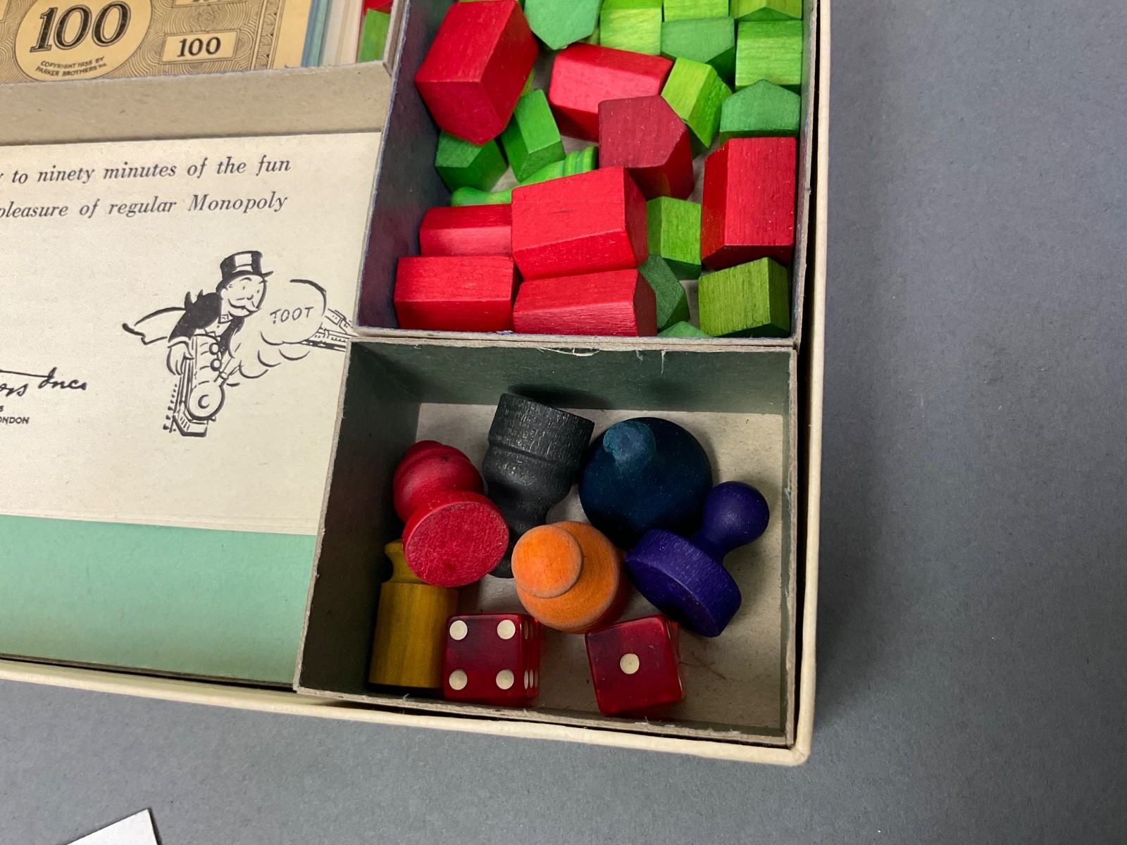 1935 Original Parker Brothers Monopoly Game 1st Edition? w/ wood pieces Complete