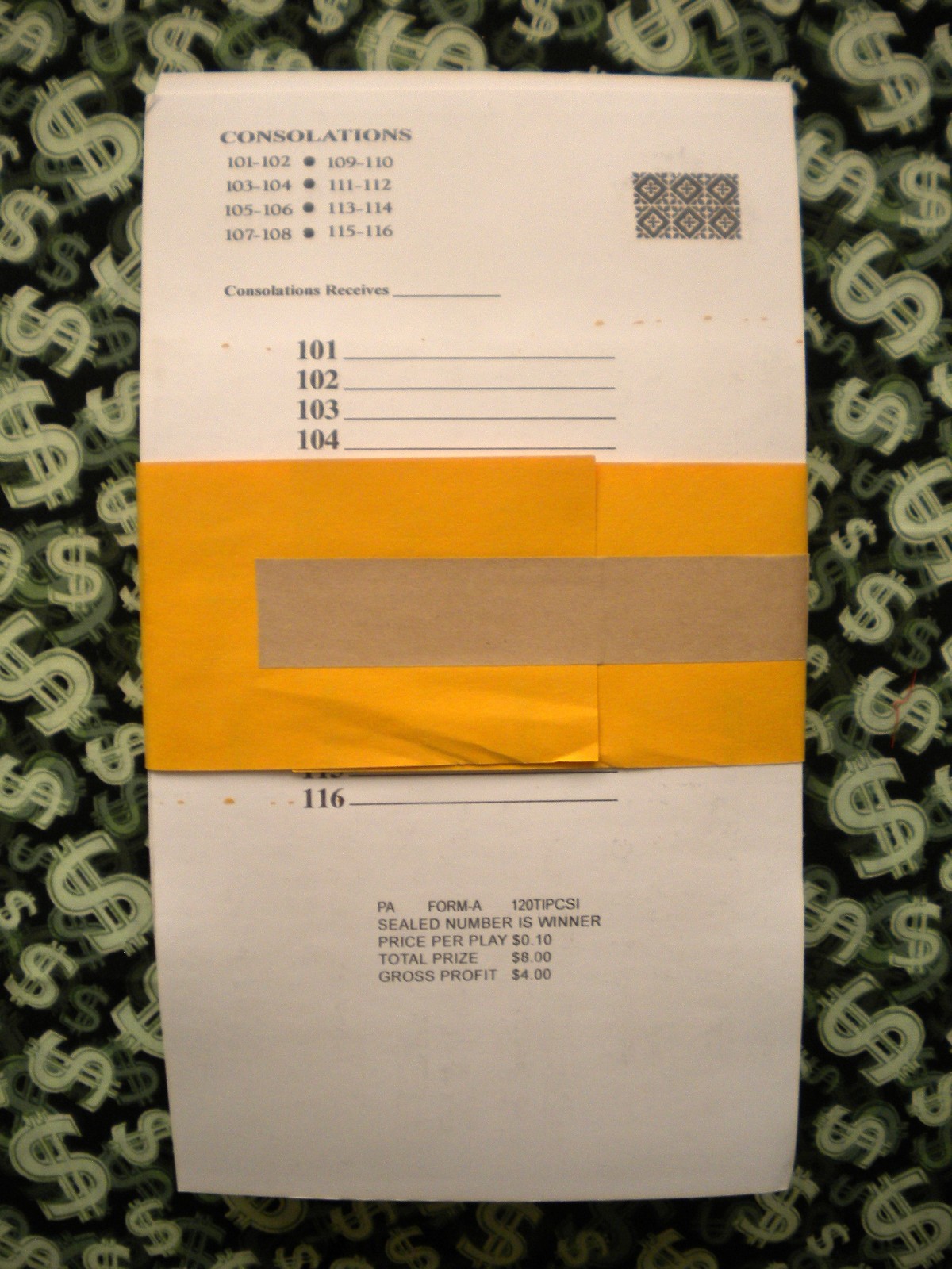 1 Dozen 120 TER-12 REGULAR “NOT Sure” TIP BOARDS {101-116} Pull Tab Jar Tickets