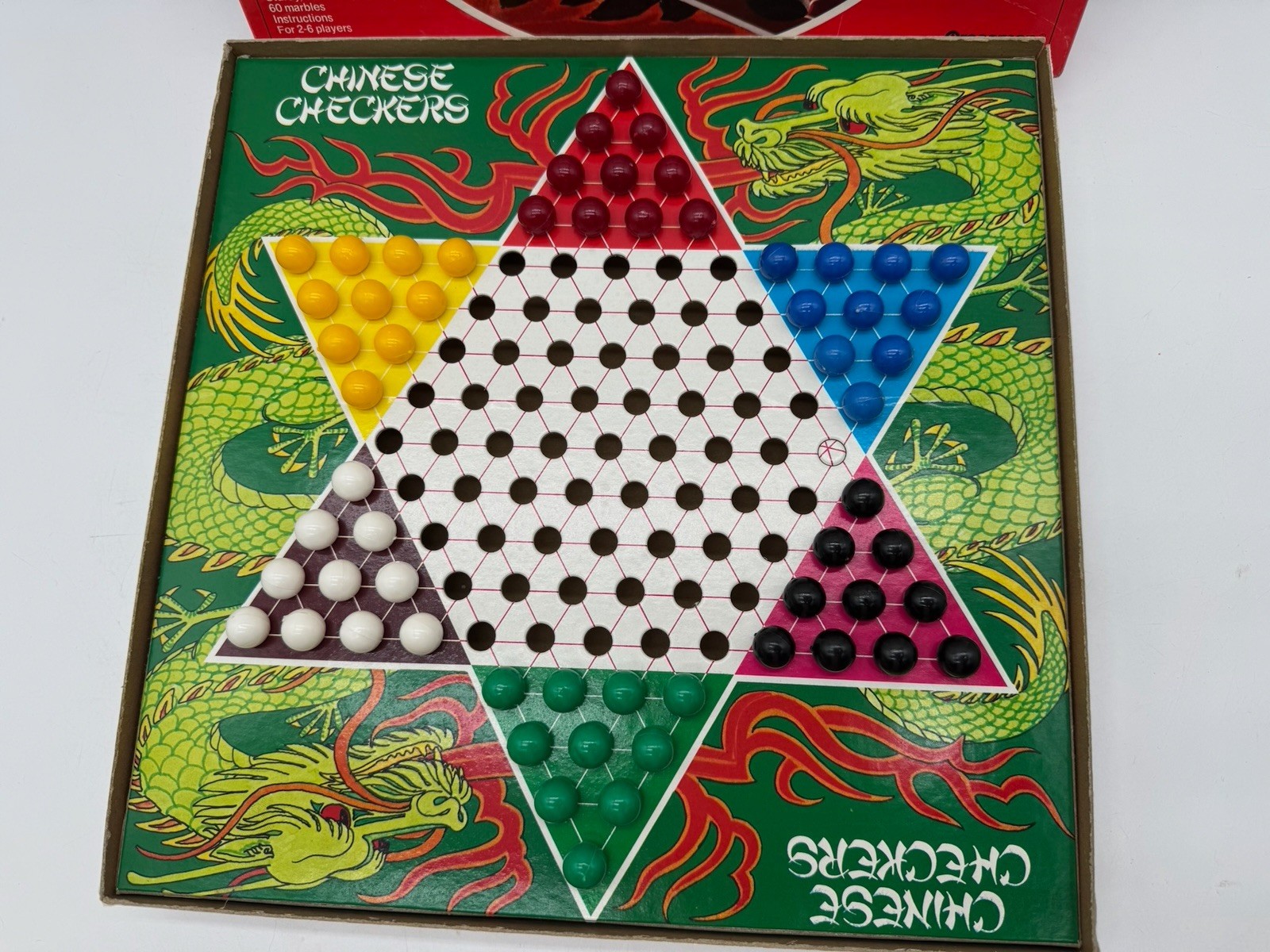 Vintage Pressman 1992~ Chinese Checkers Game ~ Complete W/ 6 Sets Of Marbles EUC