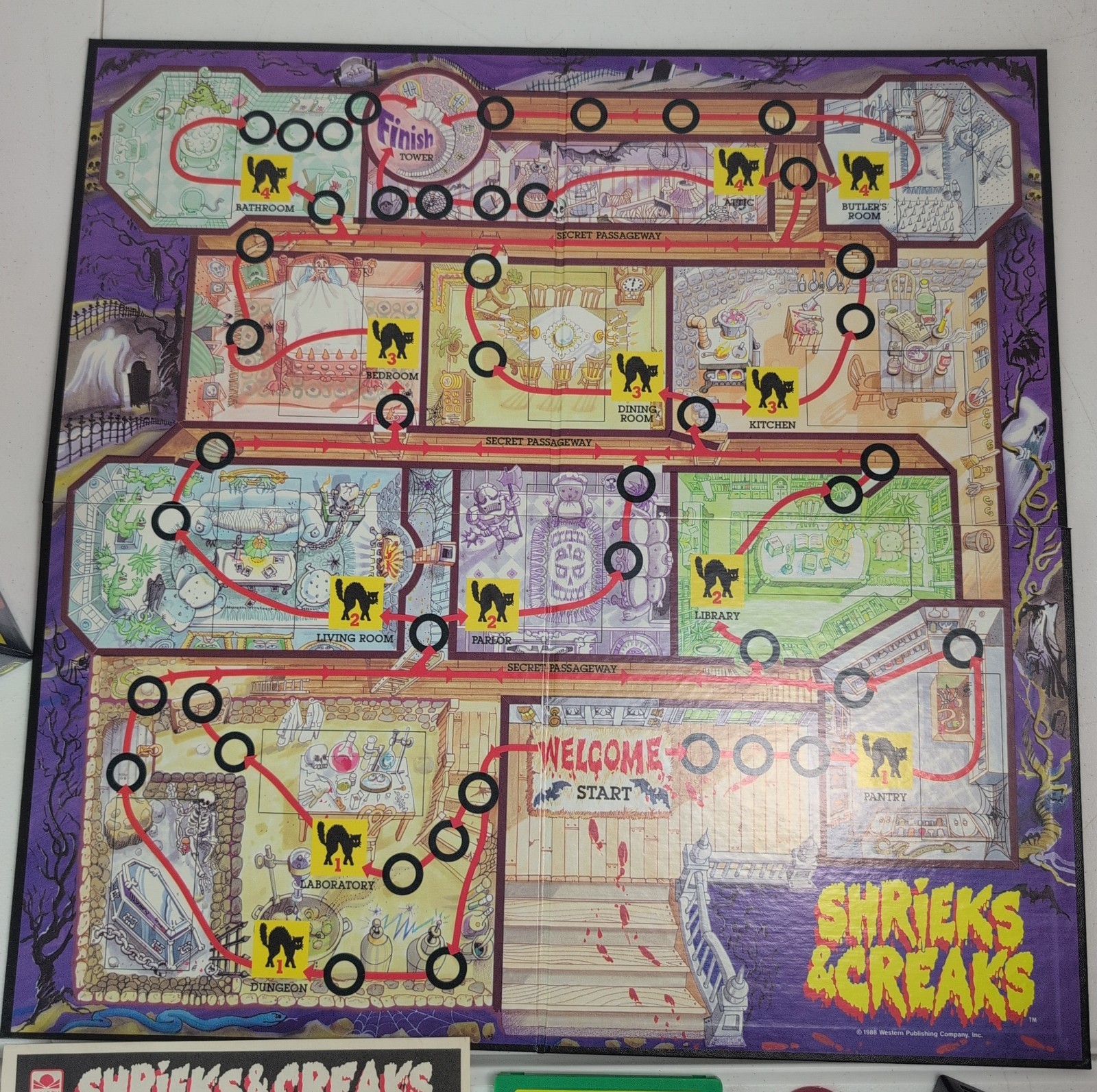 Vintage Shrieks & Creaks 1988 A Talking Horror Golden Board Game RARE Complete