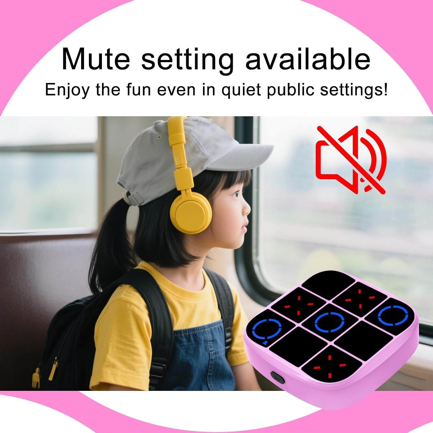 Portable Pink 4-in-1 Tic-Tac-Toe Game: Perfect for Car Rides and Gatherings