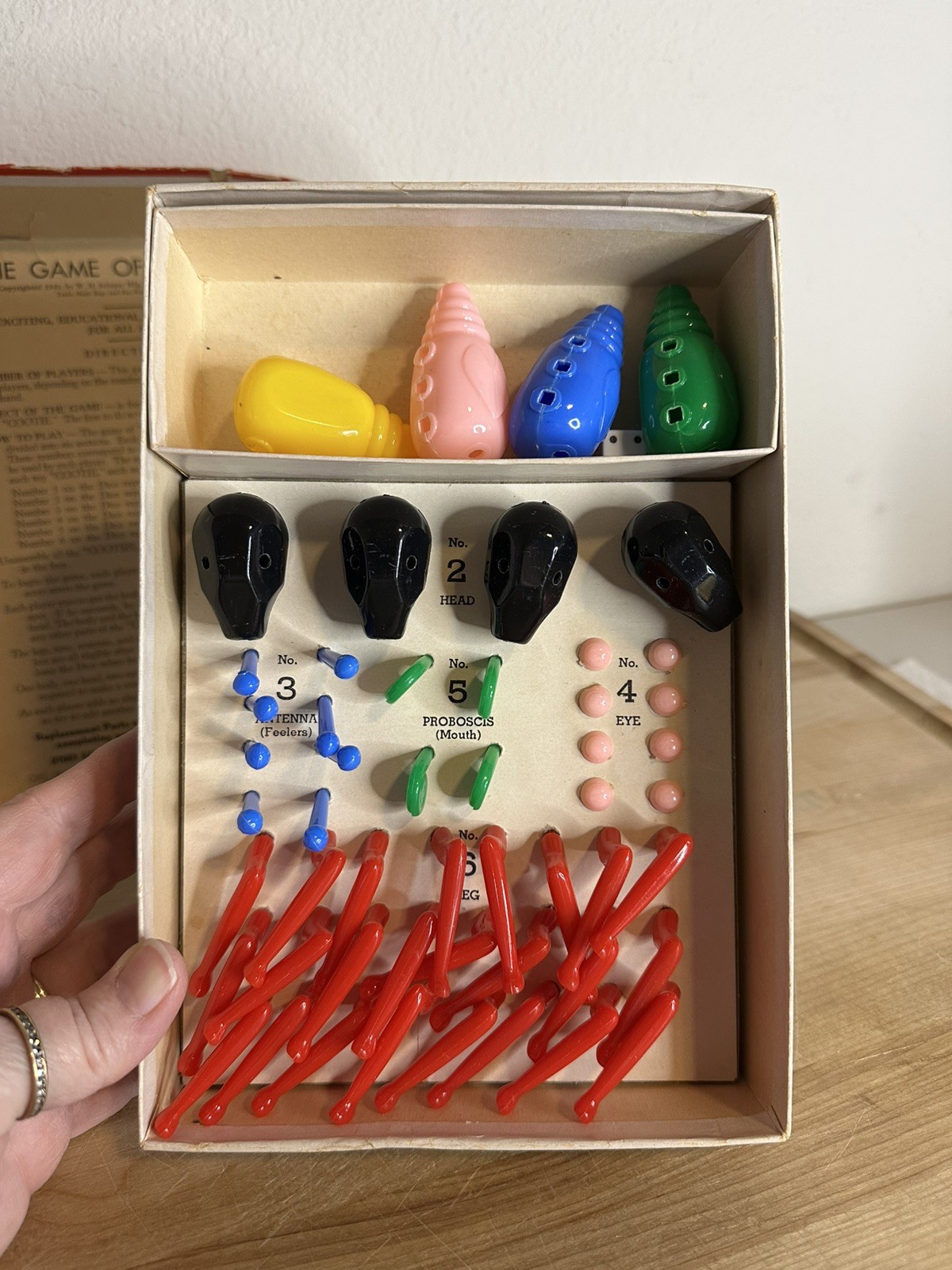 1949 Vintage The Game of Cootie Original Box Complete – Variety of Colors