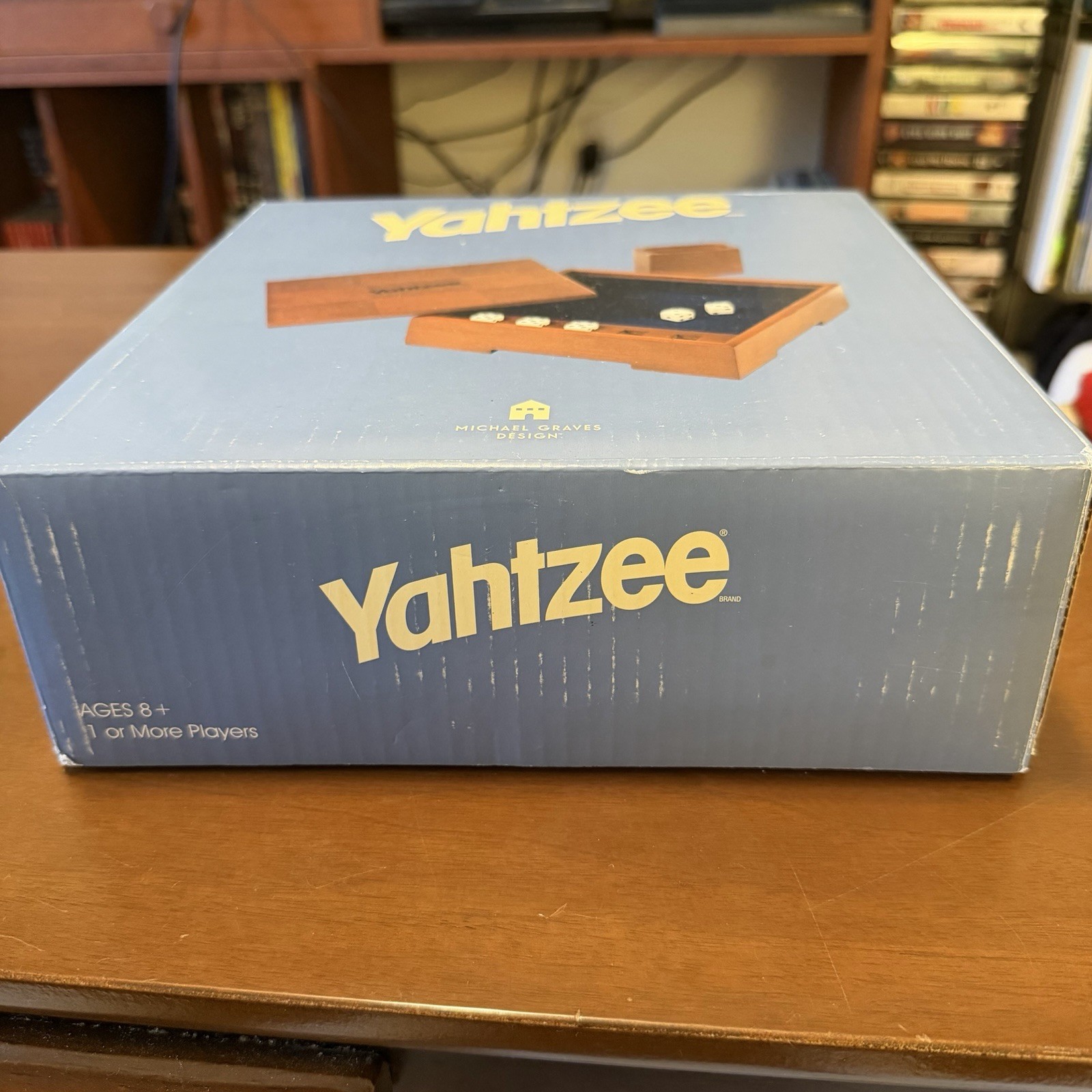 Michael Graves Design YAHTZEE Game Custom Wooden Box & Cup w/ Score Sheets NEW