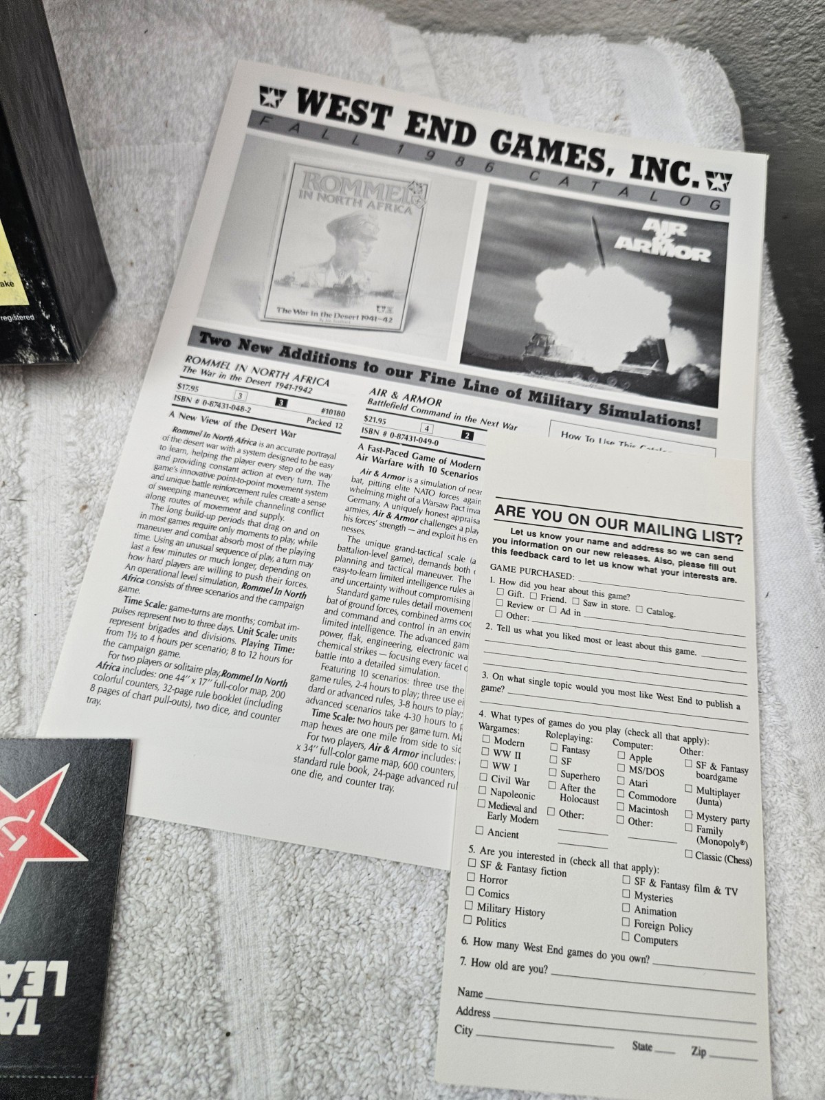 WEST END GAMES TANK LEADER GAME EASTERN FRONT 1986 VINTAGE CARDS UNPUNCHED
