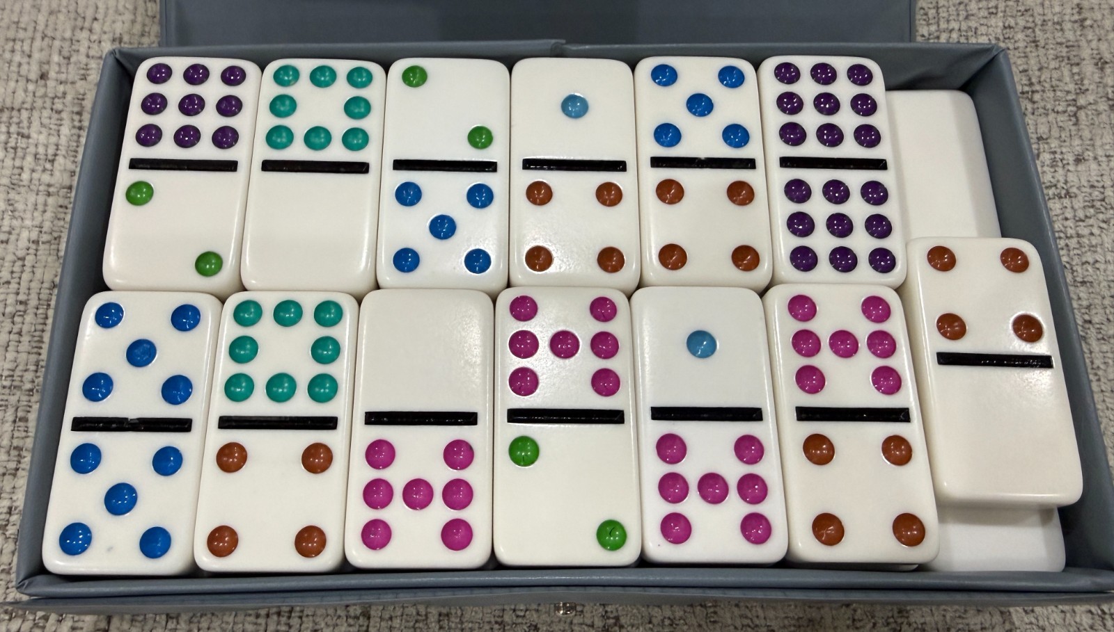 Cardinal Premier Double Nine Jumbo Color Dot Dominoes Set Vinyl Case NEW