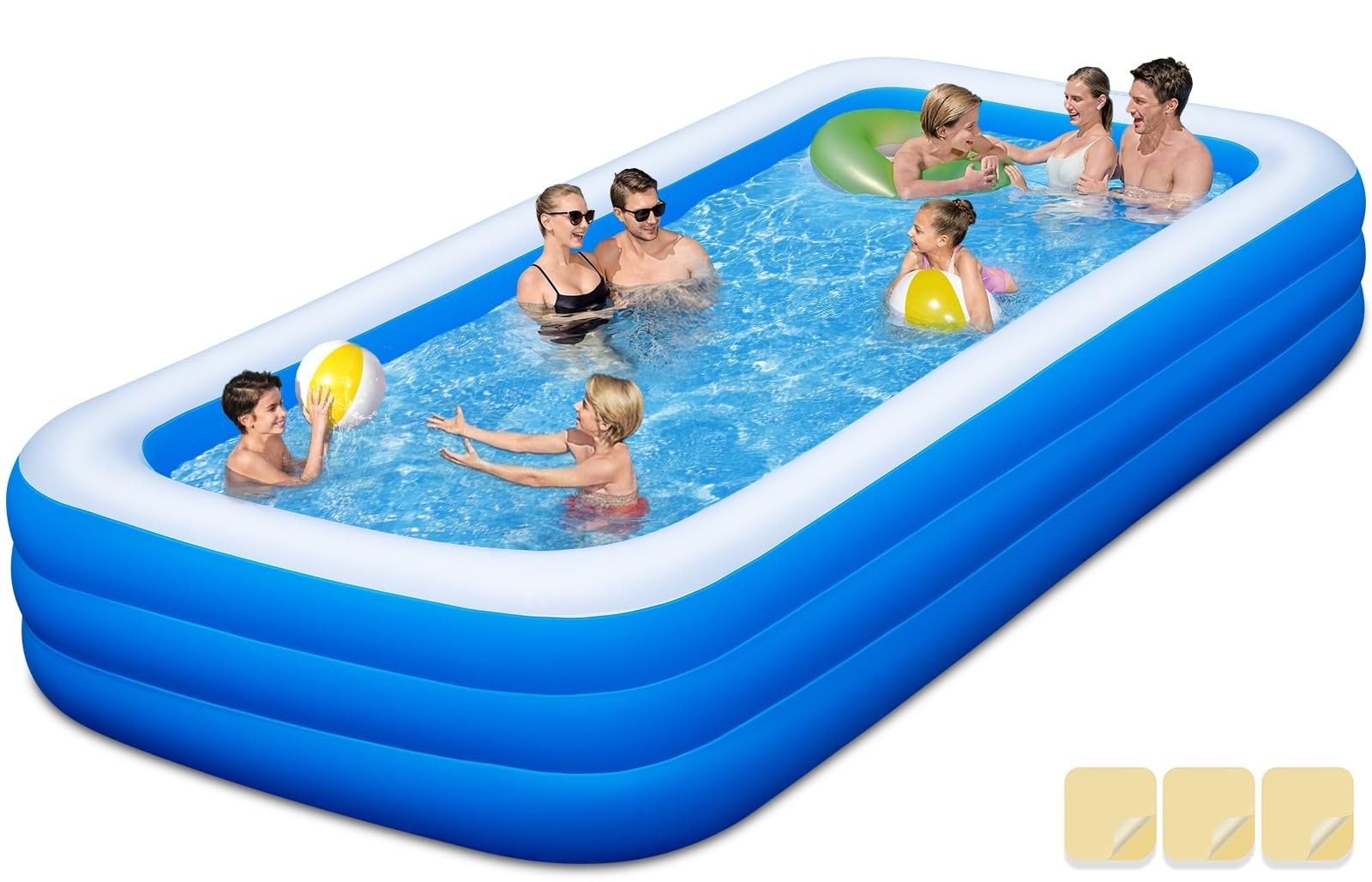 Inflatable Swimming Pool 145 X 74 22 Extra Large Portable Blue Oversized Blow