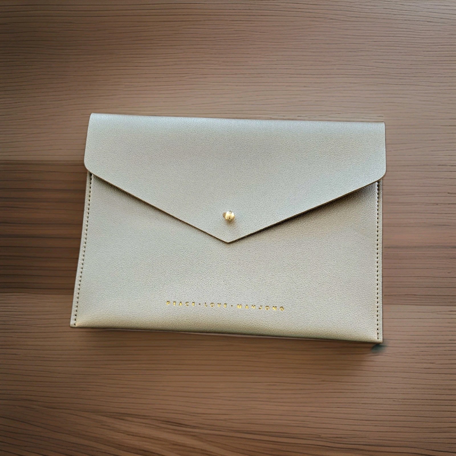 Peace Love Mahjong Card Clutch Holder Pouch Gold Foil Embossed 8X5.75 Large New