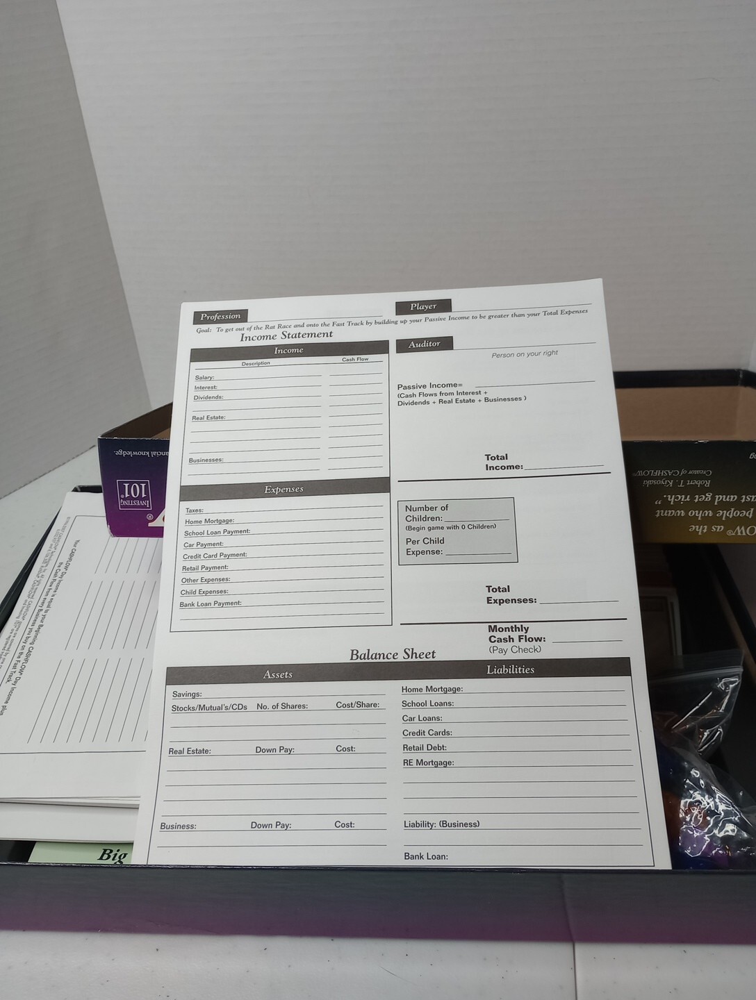 Cashflow Investing 101 Board Game Rich Dad Poor Dad Robert Kiyosaki Financial