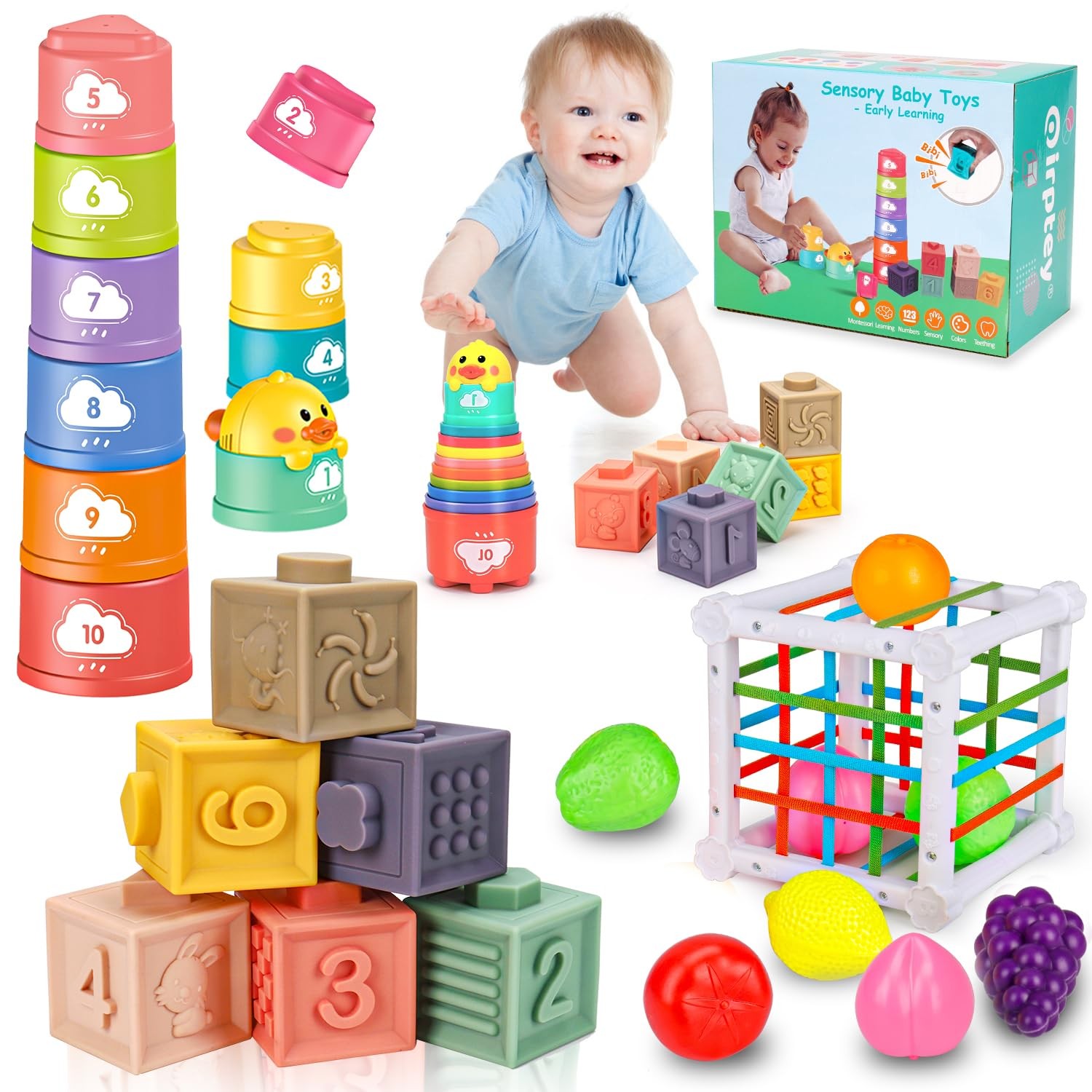 Stacking Cups Blocks Shape Sorters Baby Toys 6-12-18 Month Infant 0-6 6-9