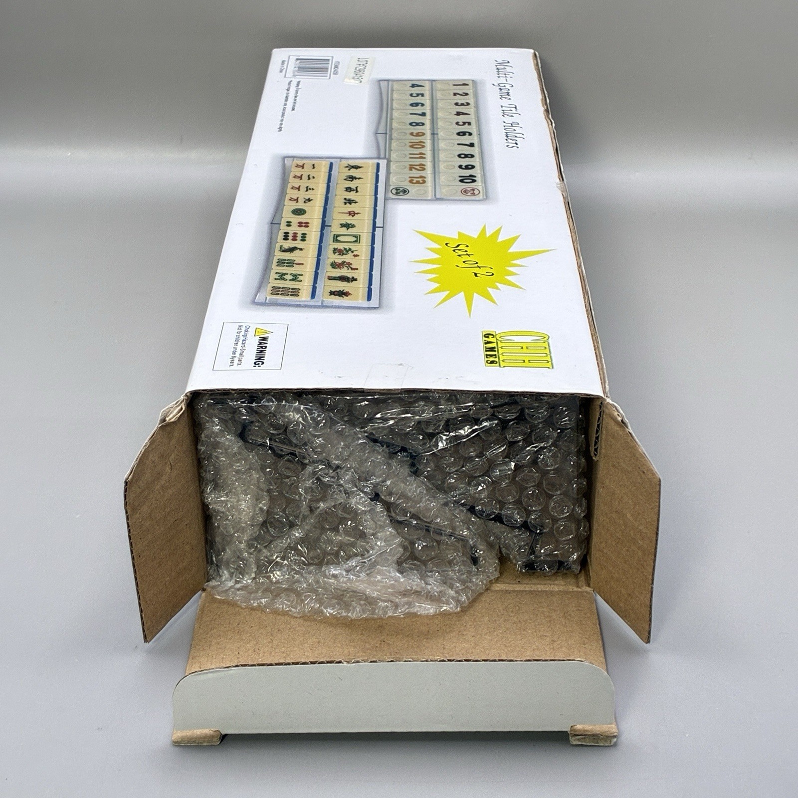 Rummy Mah Jong Tile Holder Set of 4 Clear Acrylic Trays Domino Racks NEW IN BOX