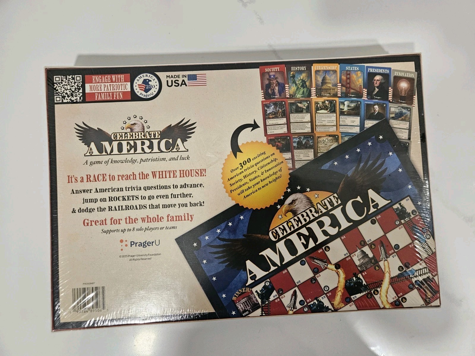 PragerU Celebrate America Race to the White House Board Game USA Trivia New