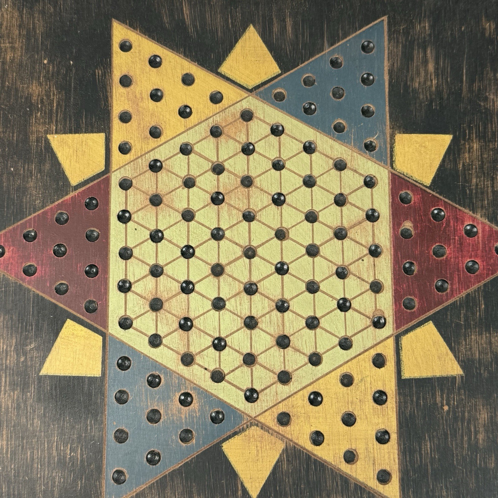 Vintage 1999 Tender Heart Treasure Chinese Checkers 9.5″ Square Wood Board Game