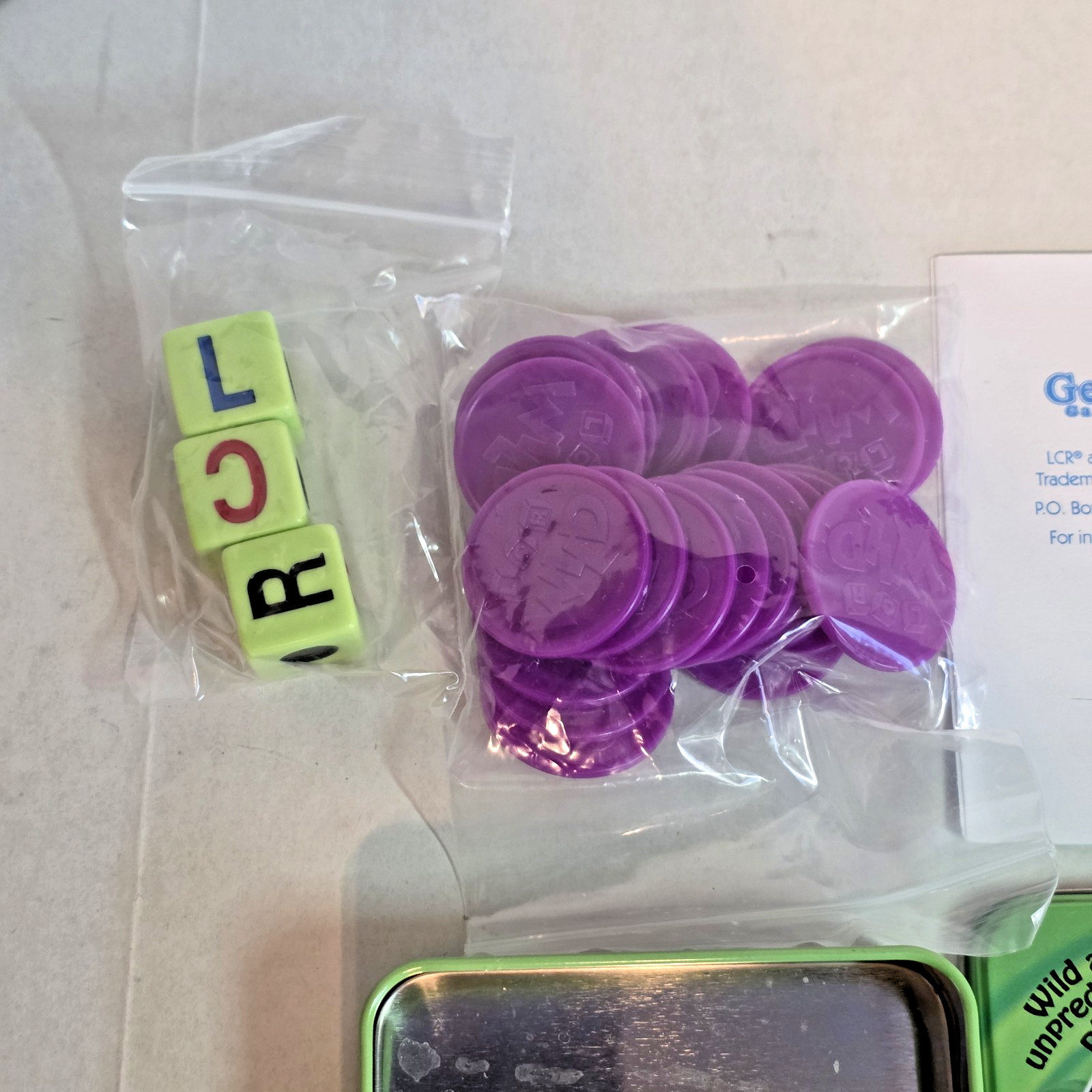 Left Center Right LCR Wild Dice Game by George & Co. Games / Complete