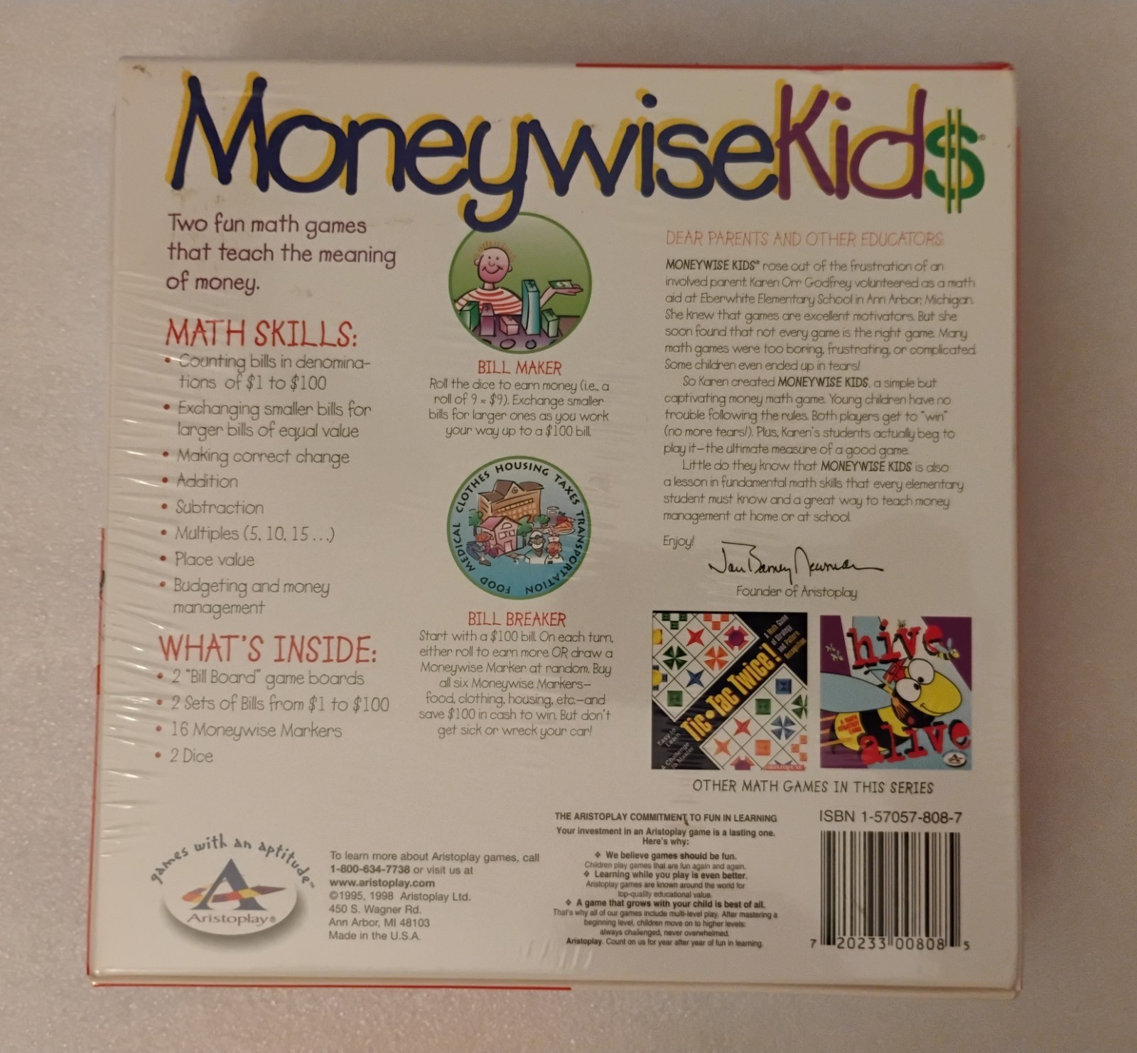 Moneywise Kids Board Game Aristoplay Math Financial Literacy Sealed New Talicor