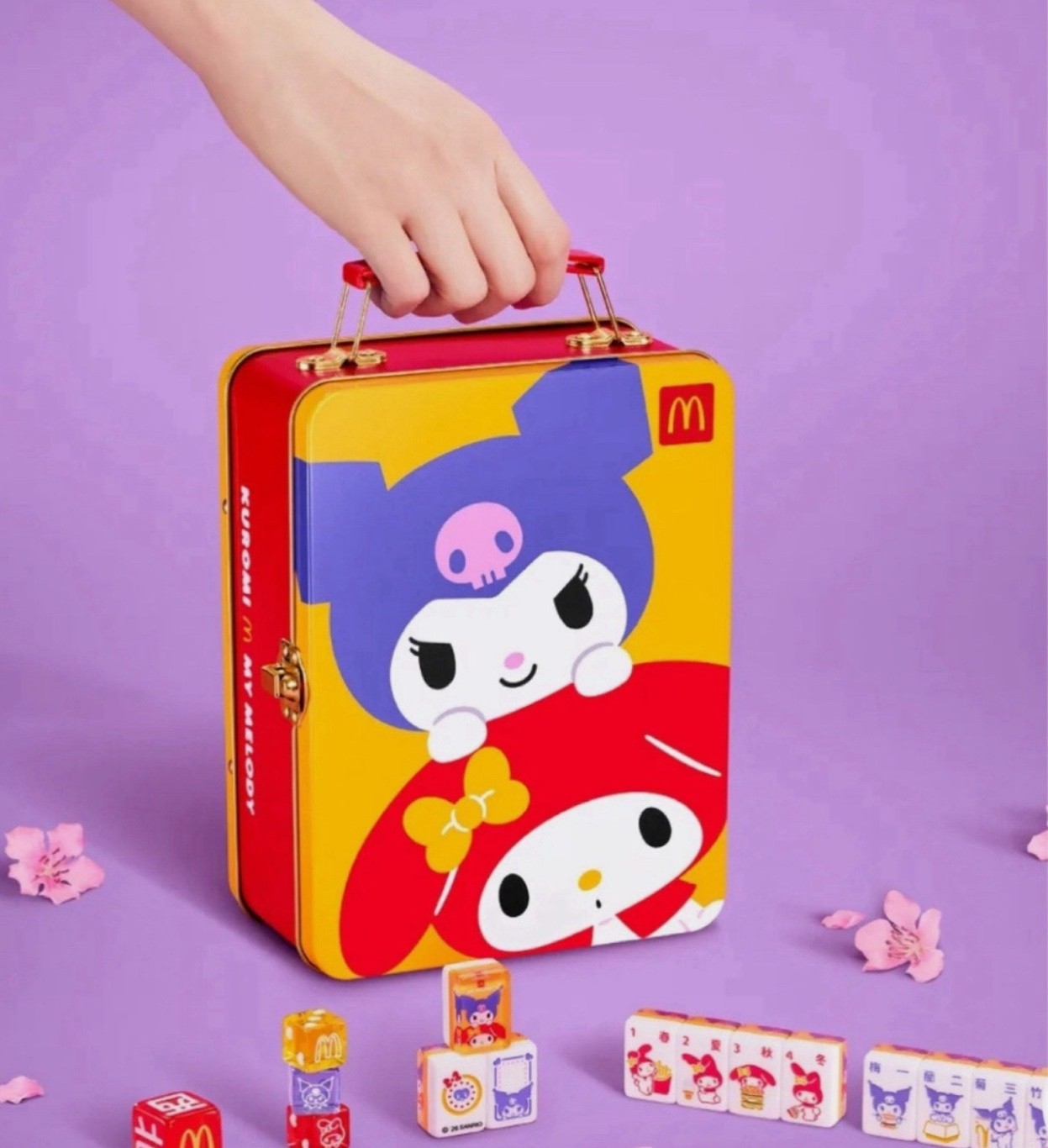 2026 New Kuromi X Melody McDonald’s Crystal Portable Mini Mahjong Tile Set