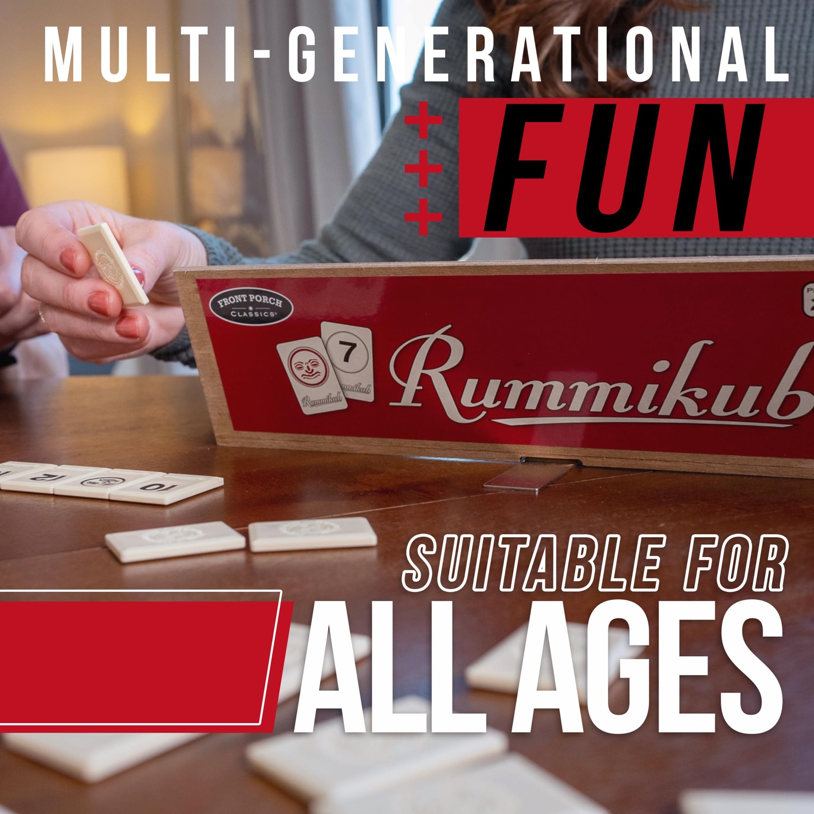Front Porch Classics, Rummikub Vintage Edition in AllWood Storage Case with 4…