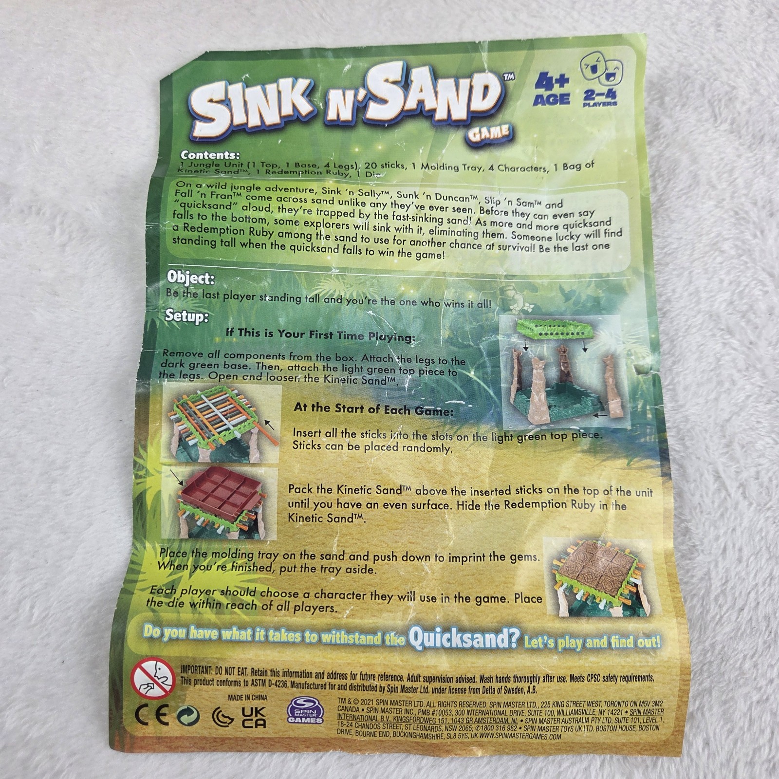Sink N’ Sand Board Game with Kinetic Sand By Spin Master Games Complete READ