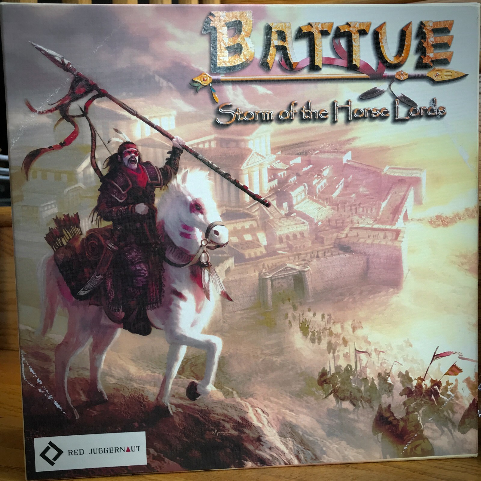 vtg 2007 BATTUE STORM OF THE HORSE LORDS BOARD GAME w/ WALLS OF TARSOS EXPANSION
