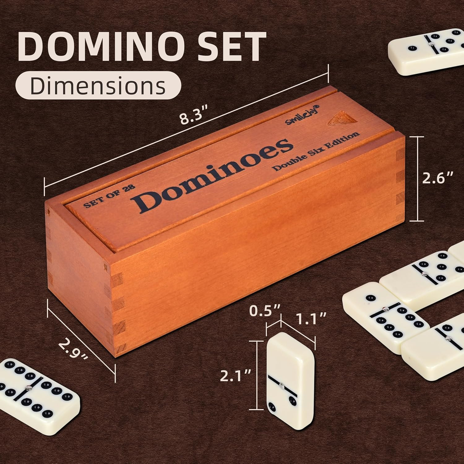 Dominos Set for Adults -Jumbo Size Dominoes Double Six Edition- Classic Board Ga