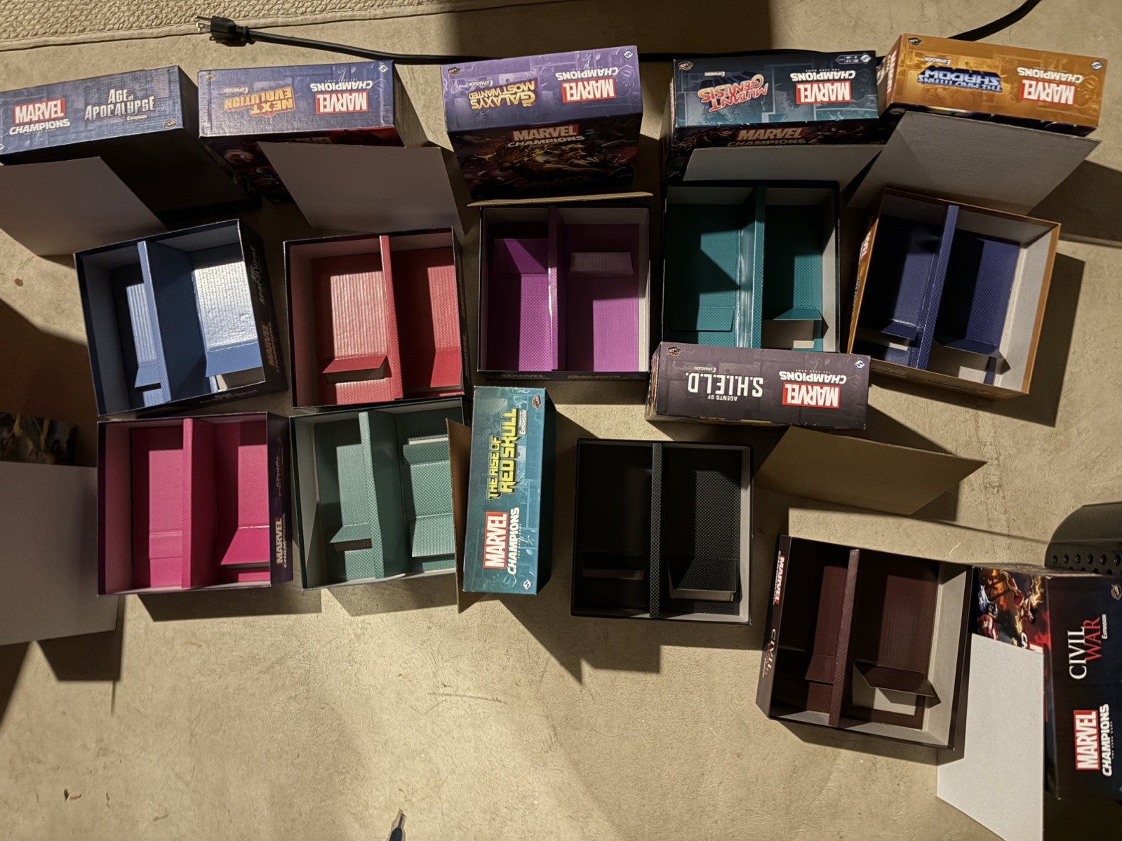 Every (empty) expansion box/clamshell released for marvel champions