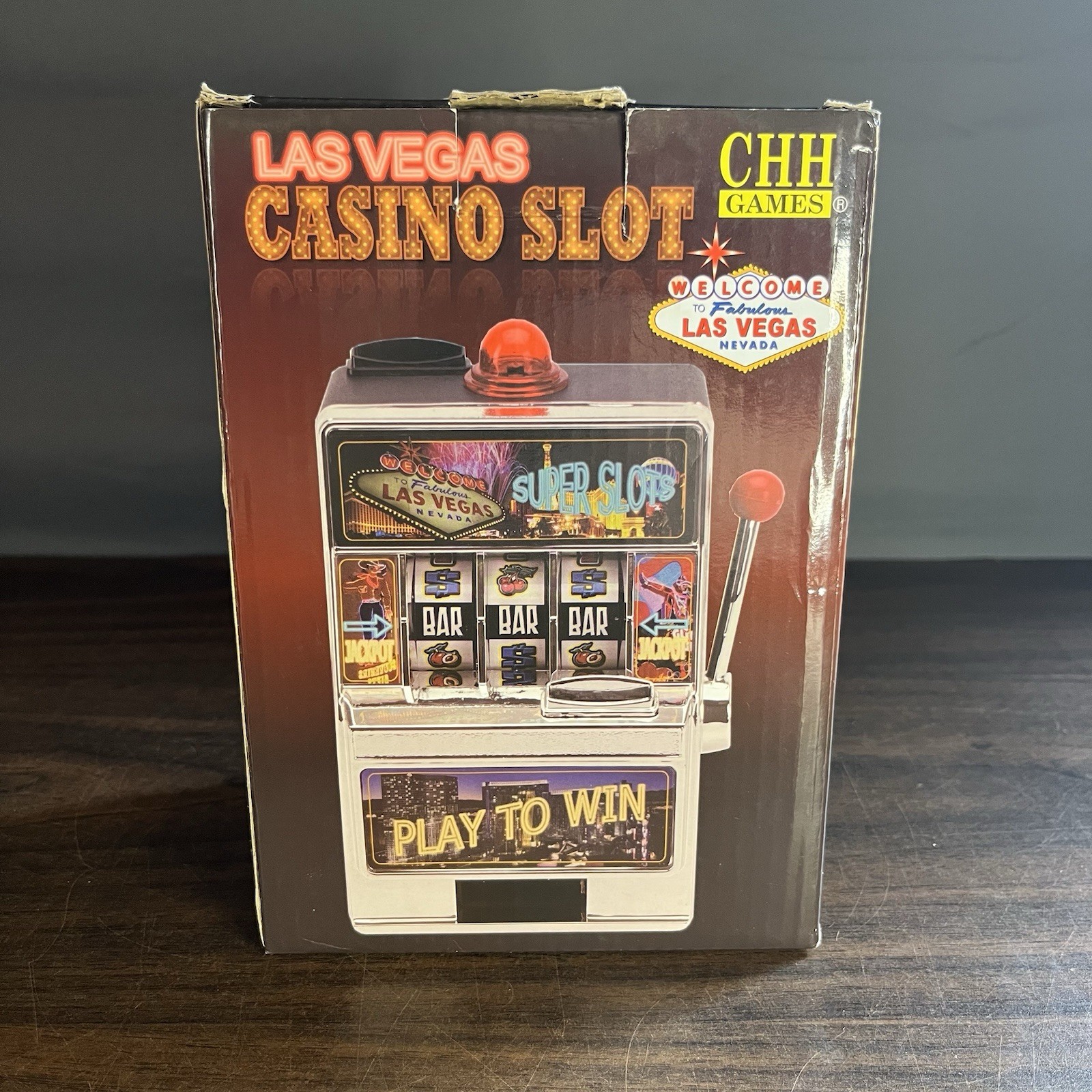Mini Slot Machine Las Vegas With Winning Light And Sound Coin Bank New Open Box