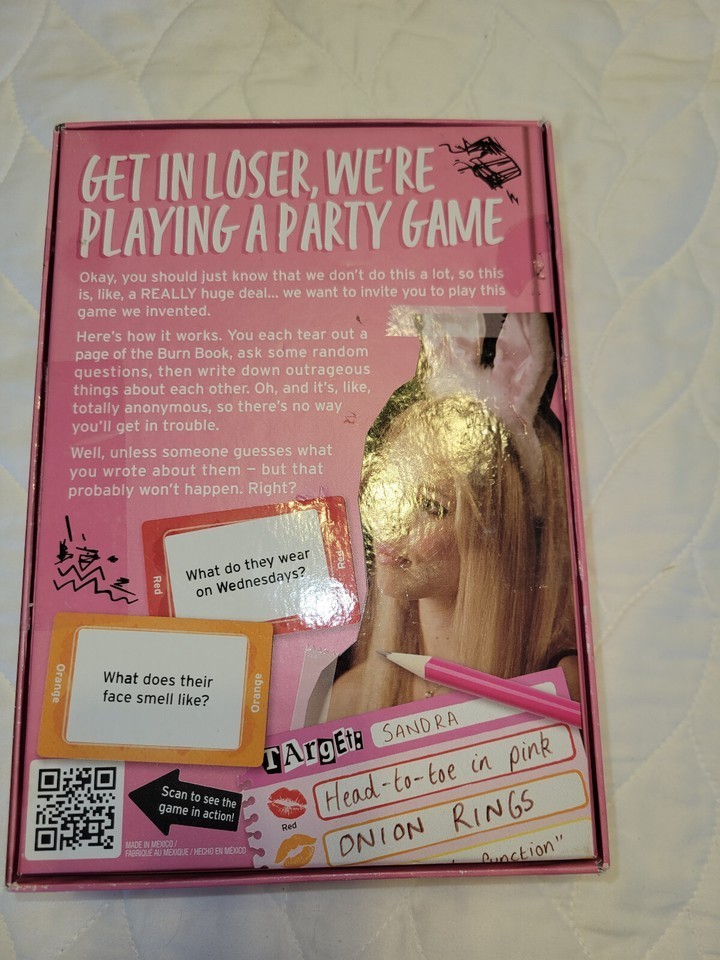 MEAN GIRLS – Burn Book A Party Game Board Game, Get In Losers, We’re Playing, VG