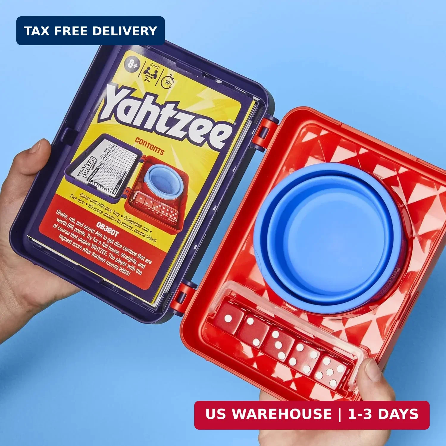 Hasbro Gaming Yahtzee Dice Game | with Collapsible Cup & Storage Case | Fun Fami