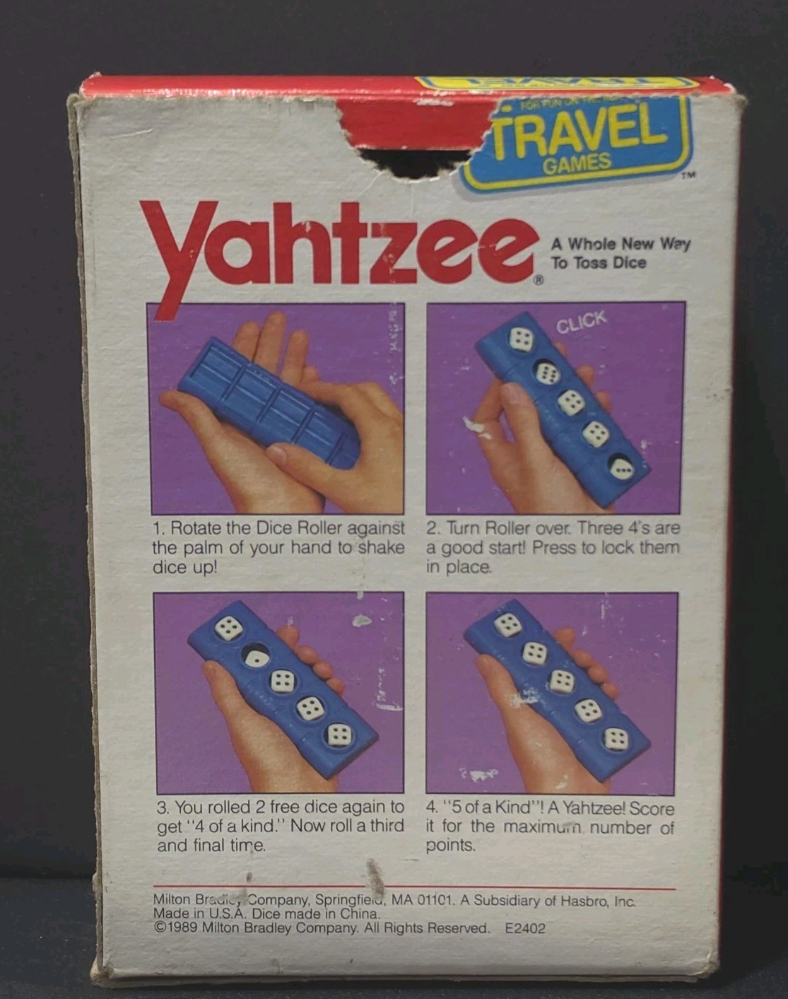 VTG 1989 Yahtzee Travel Game by MB Milton Bradley Age 8 & Up 1 or more players