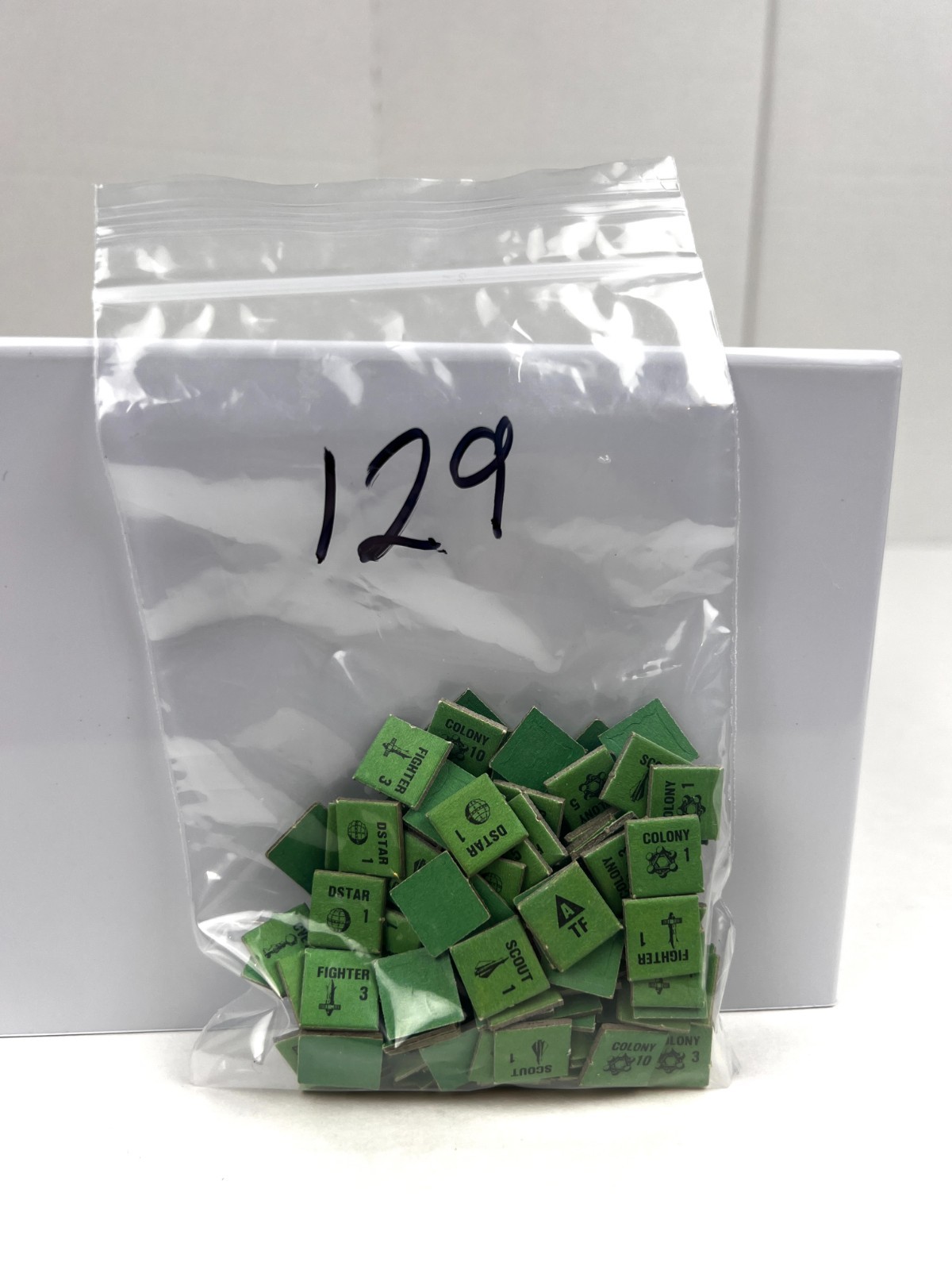 Vtg 1984 Avalon Hill Stellar Conquest Green Cardboard Counters Lot of 129 Parts