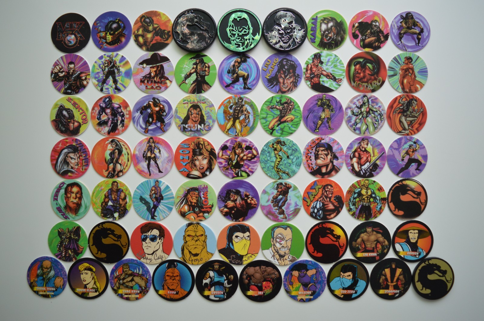 1995 Mortal Kombat Dunkin Tazos /1992 Mortal Kombat Midway 2 Series Pogs 12/13+