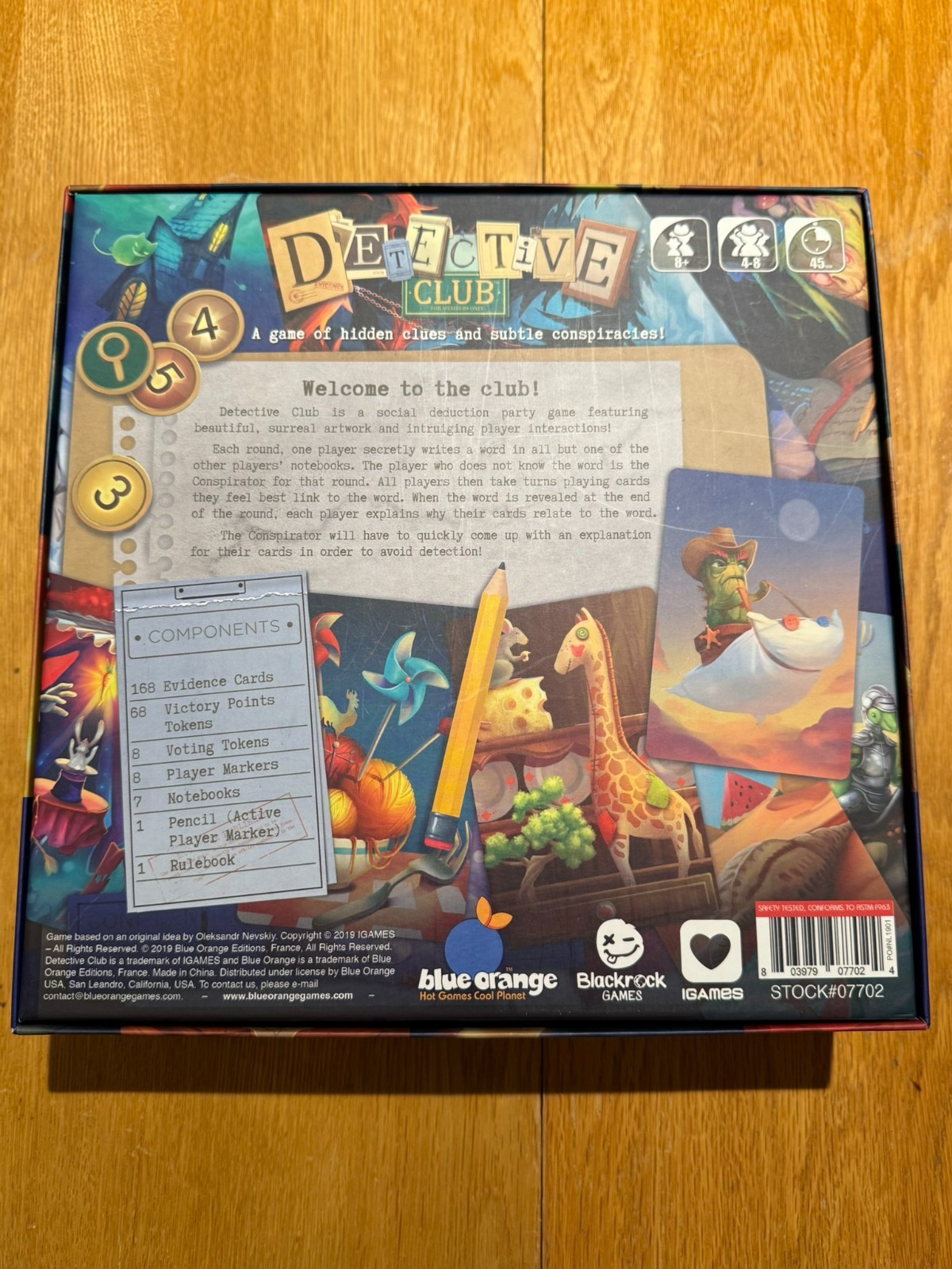 Detective Club Board Game – Blue Orange – Social Deduction – Excellent Condition