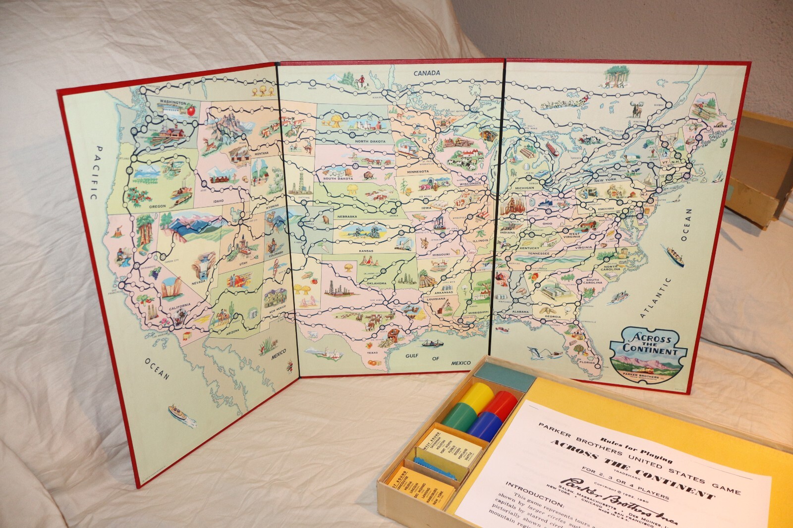 Vintage 1952 Parker Brothers Across the Continent Board Game *READ*