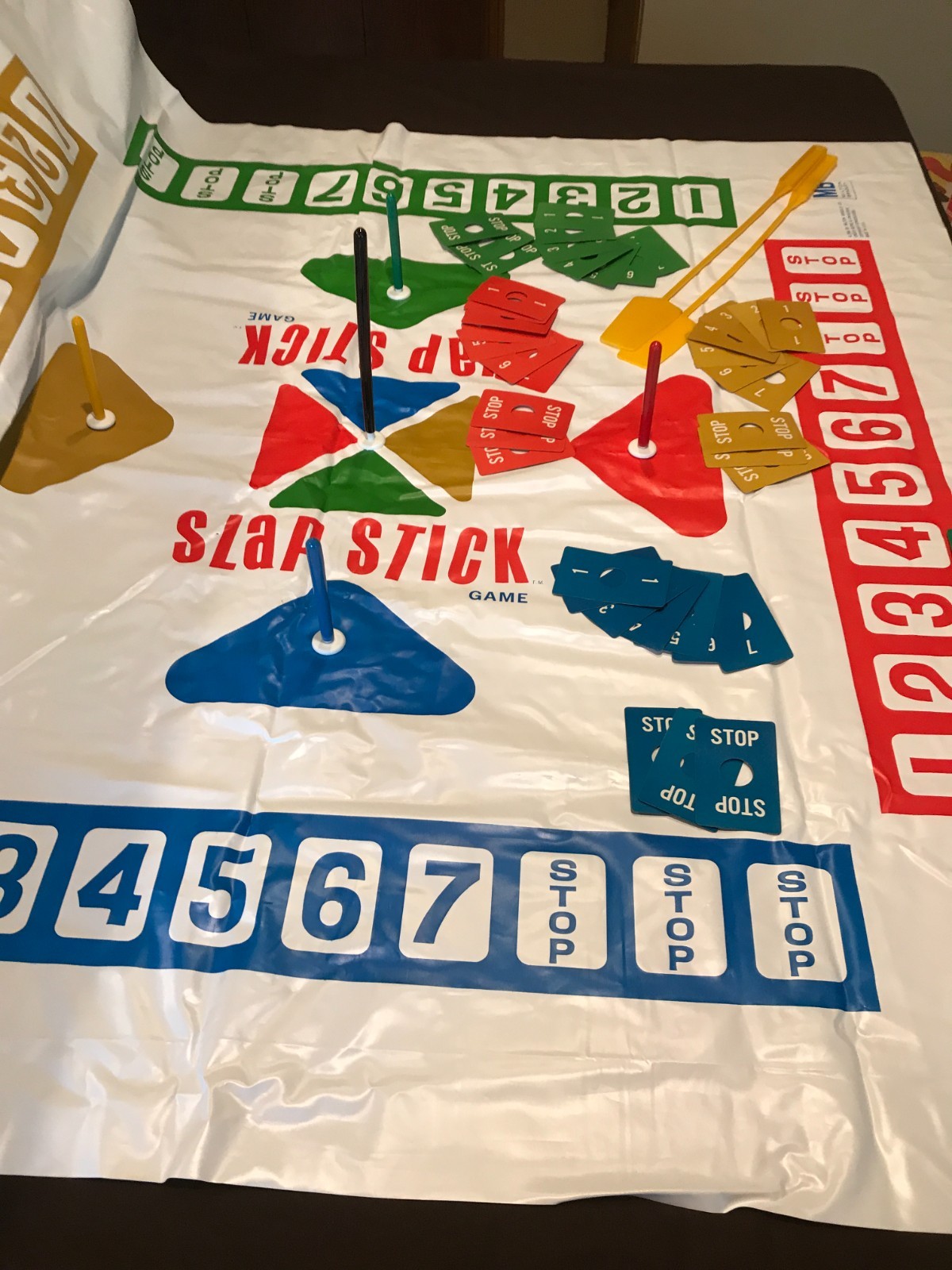 1966 Slap-Stick Board Game By MB -Large Vinyl Mat- Complete – Good Condition!!