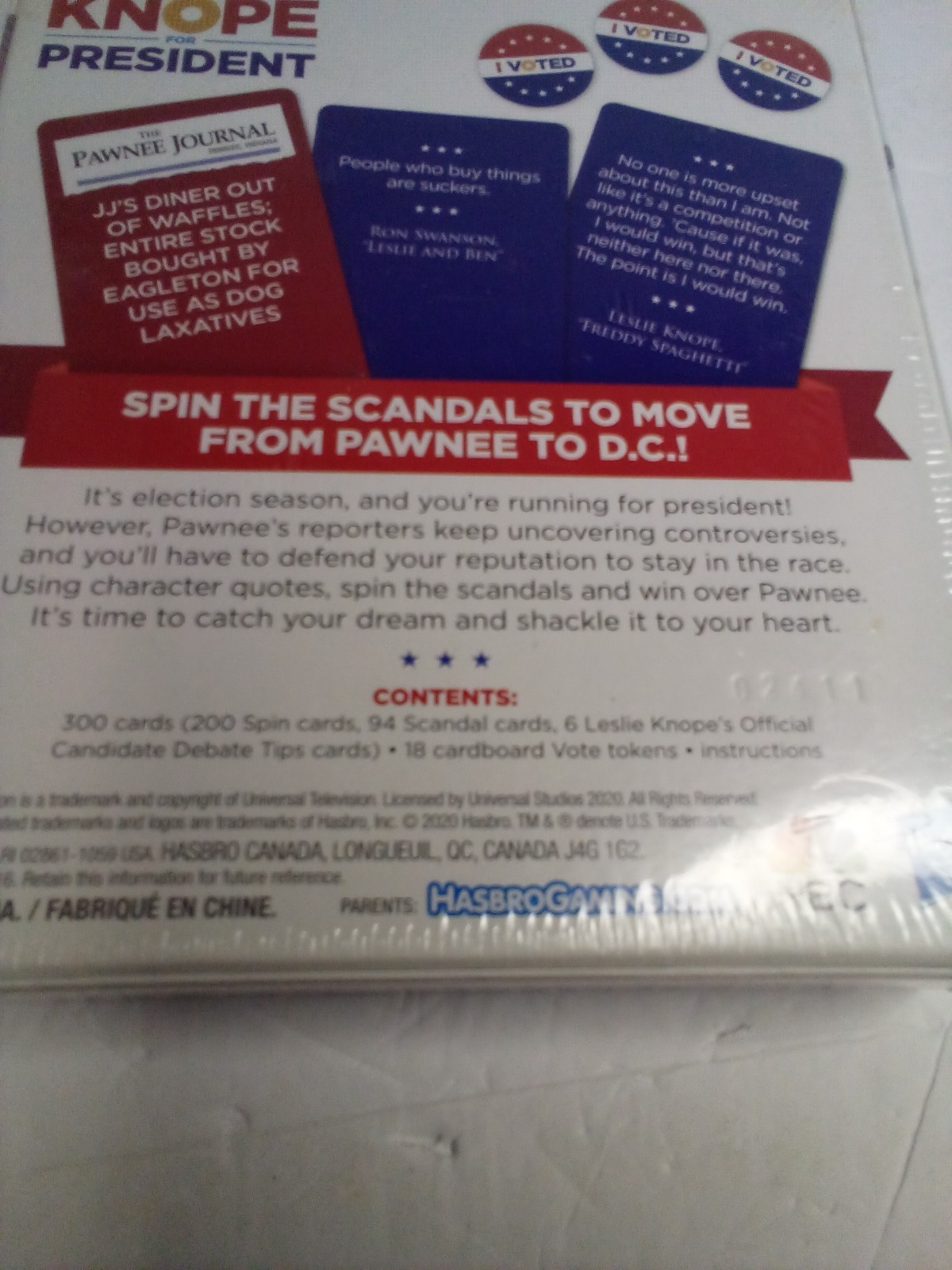 Knope For President Party Game Parks And Recreation NBC Hasbro
