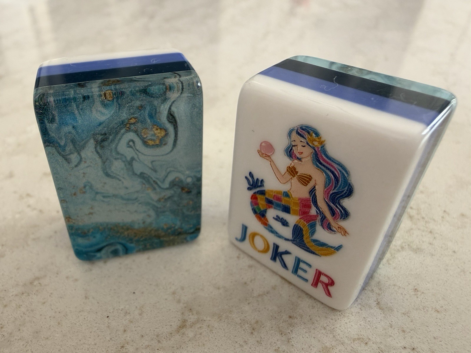 NEW Luxury Ocean Mermaid Mahjong Set 160 Acrylic Tiles Carry Bag Dice Premium